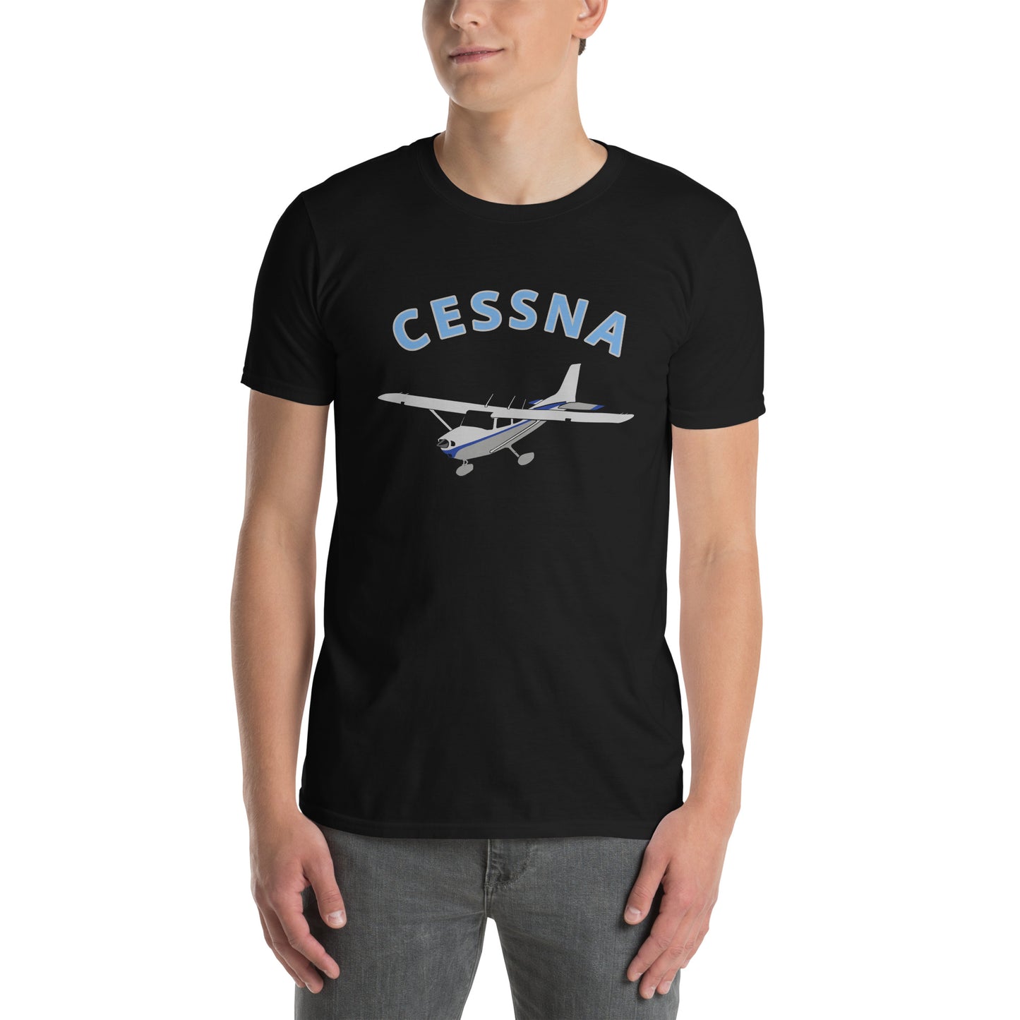 CESSNA 172 Skyhawk  polished grey-blue Soft Short-Sleeve Unisex Aviation T-Shirt