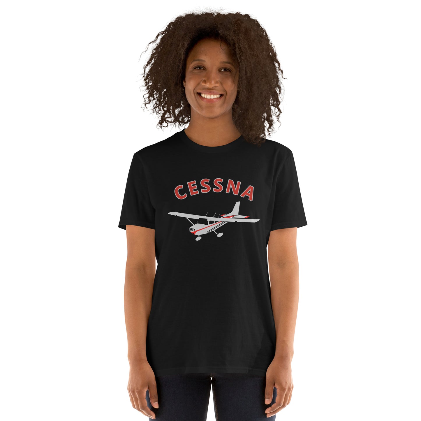 CESSNA 172 Skyhawk polished grey-red Soft Short-Sleeve Unisex Aviation T-Shirt