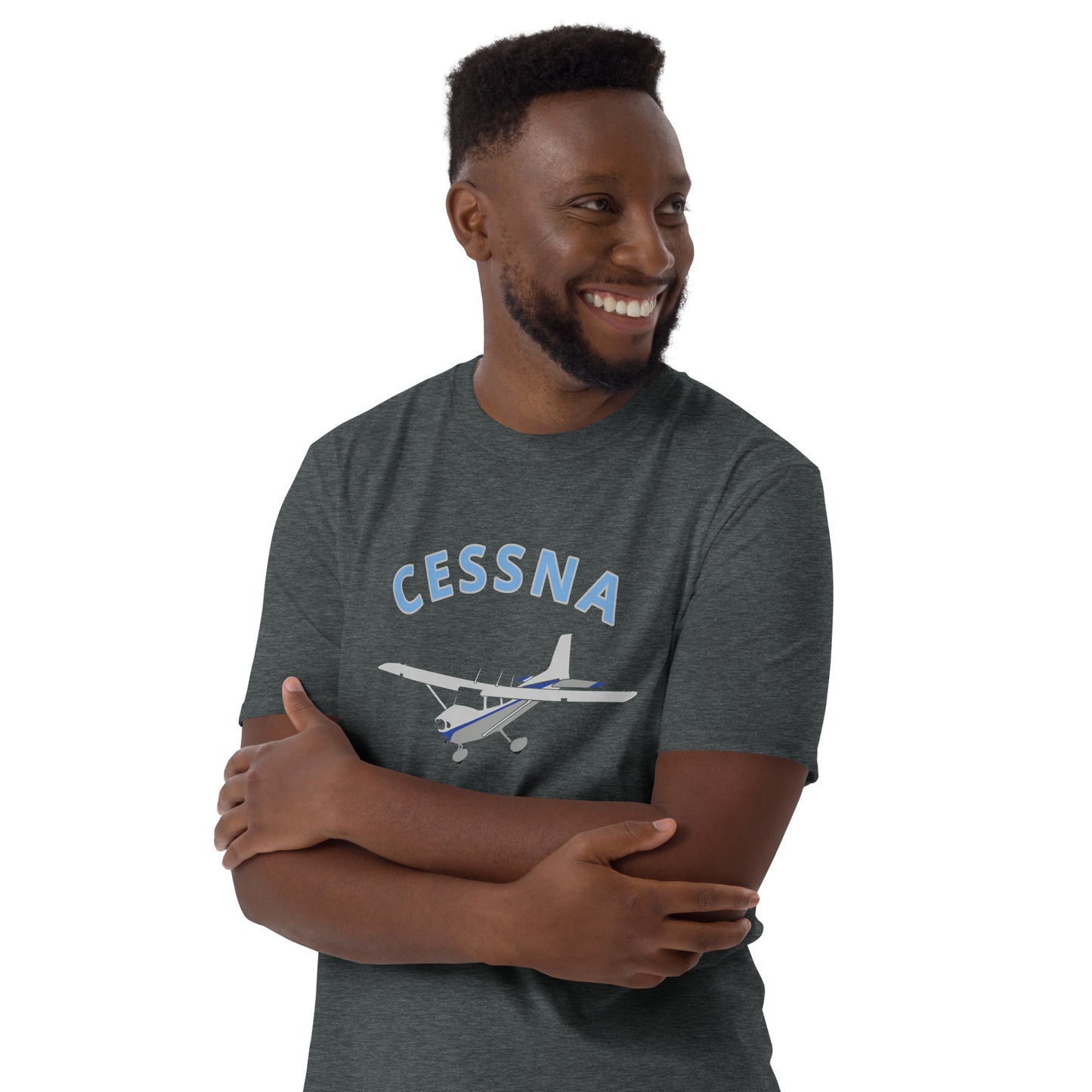 CESSNA 172 Skyhawk  polished grey-blue Soft Short-Sleeve Unisex Aviation T-Shirt