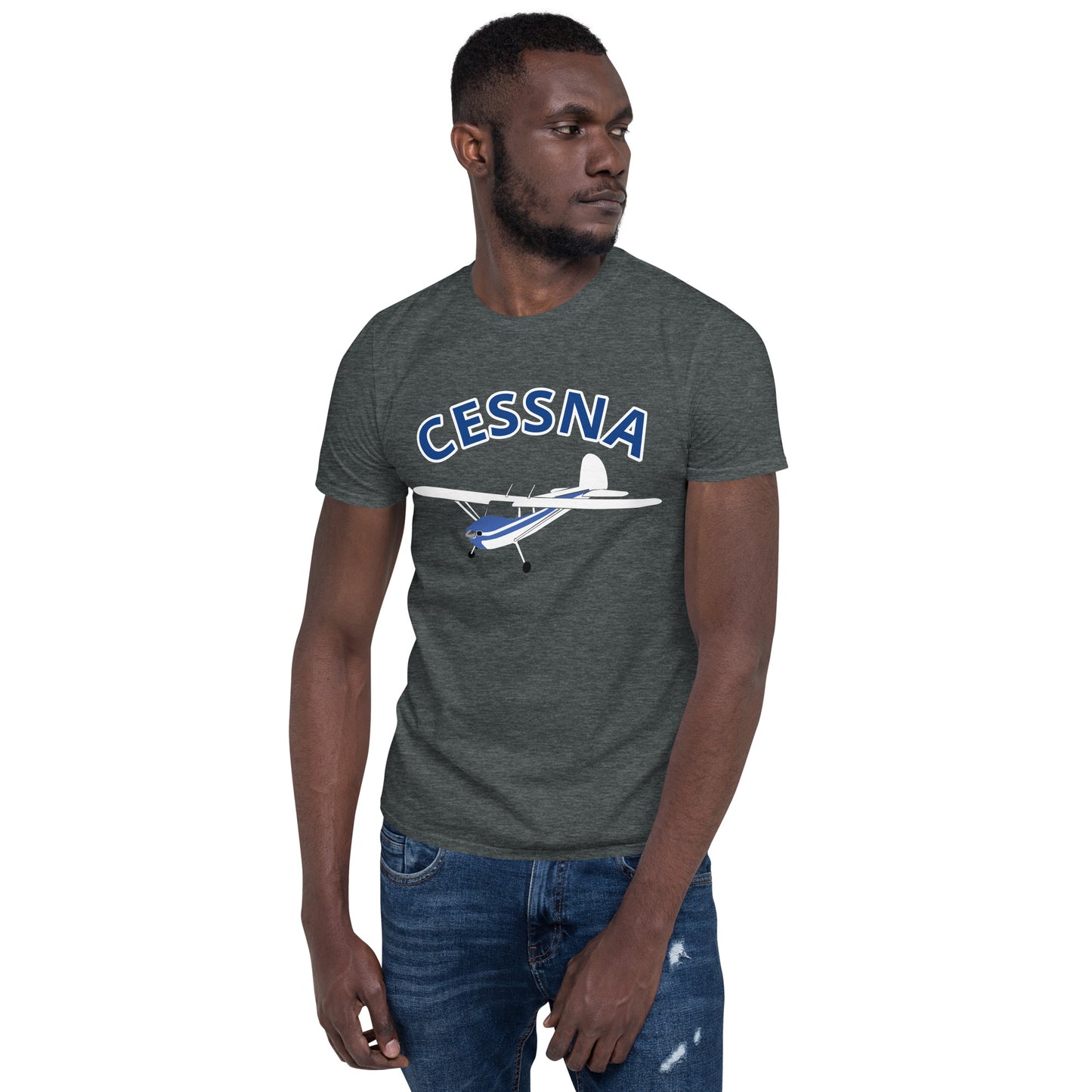 CESSNA 140 White-blue aircraft Soft Short-Sleeve Unisex T-Shirt