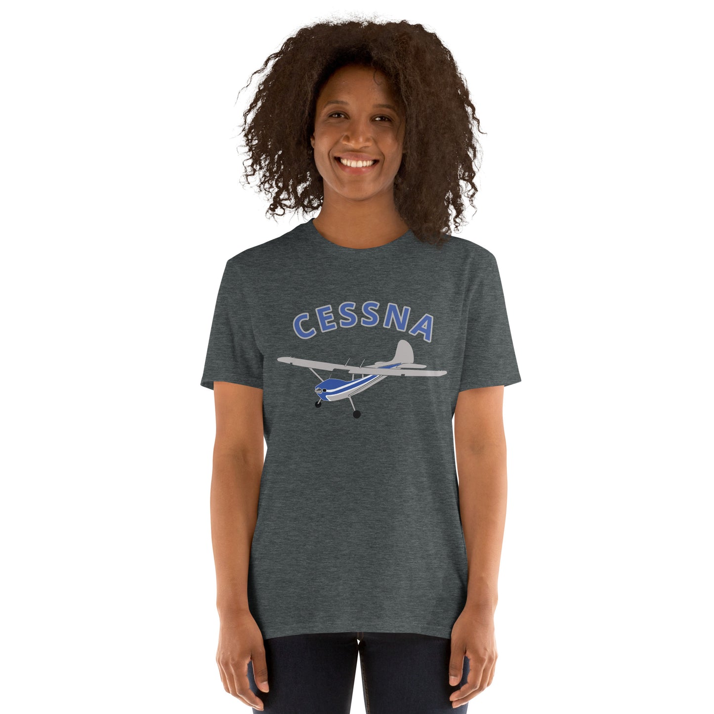 CESSNA 170 polished grey-blue Soft  Short-Sleeve Unisex Aviation T-Shirt