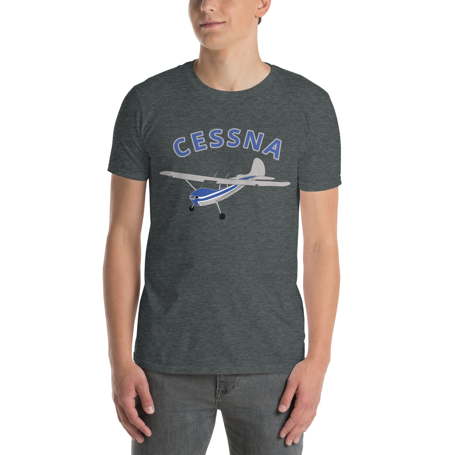 CESSNA 170 polished grey-blue Soft  Short-Sleeve Unisex Aviation T-Shirt