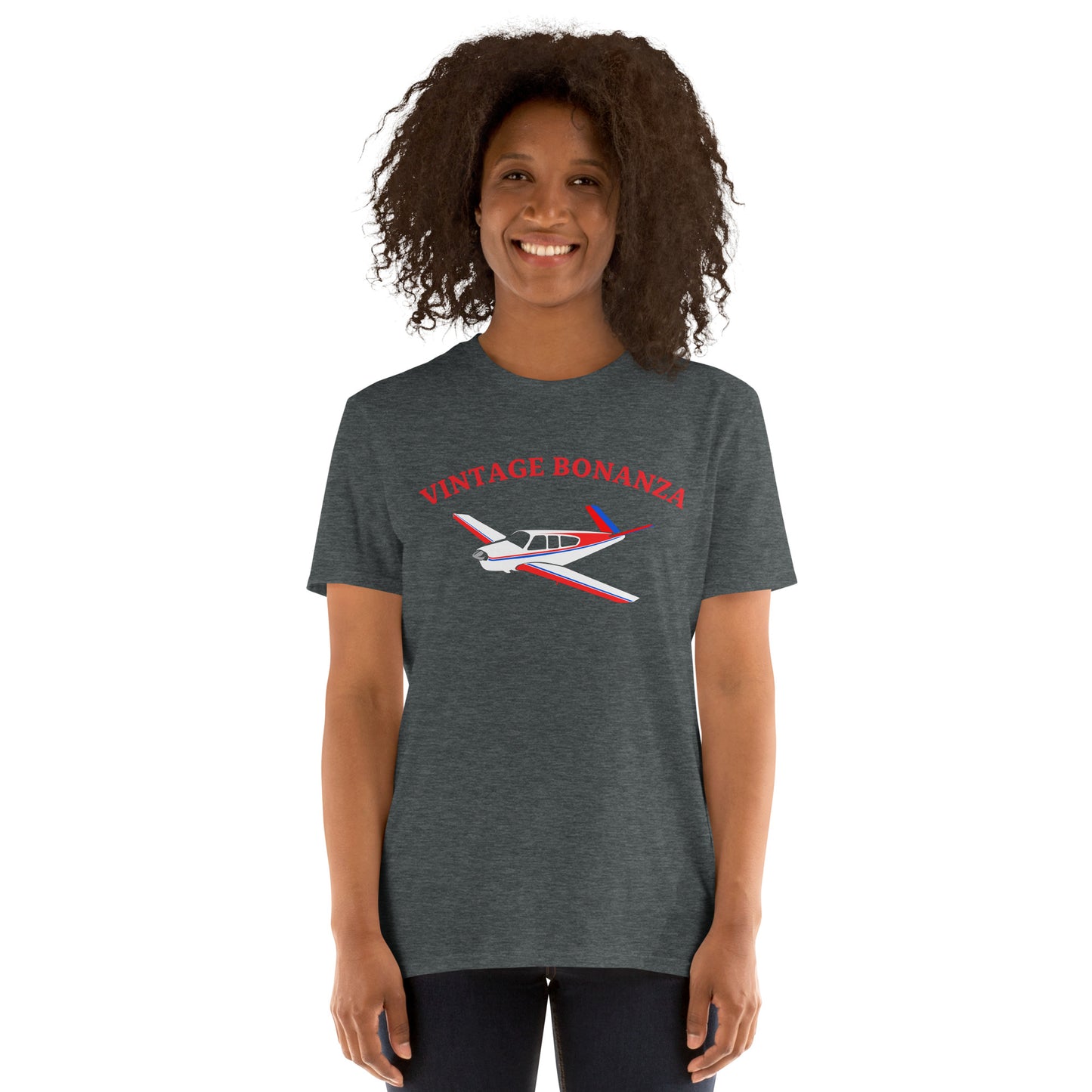 V-TAIL BONANZA Vintage Tri-color 1 stripe Printed Short-Sleeve Unisex Classic Fit Aviation T-Shirt