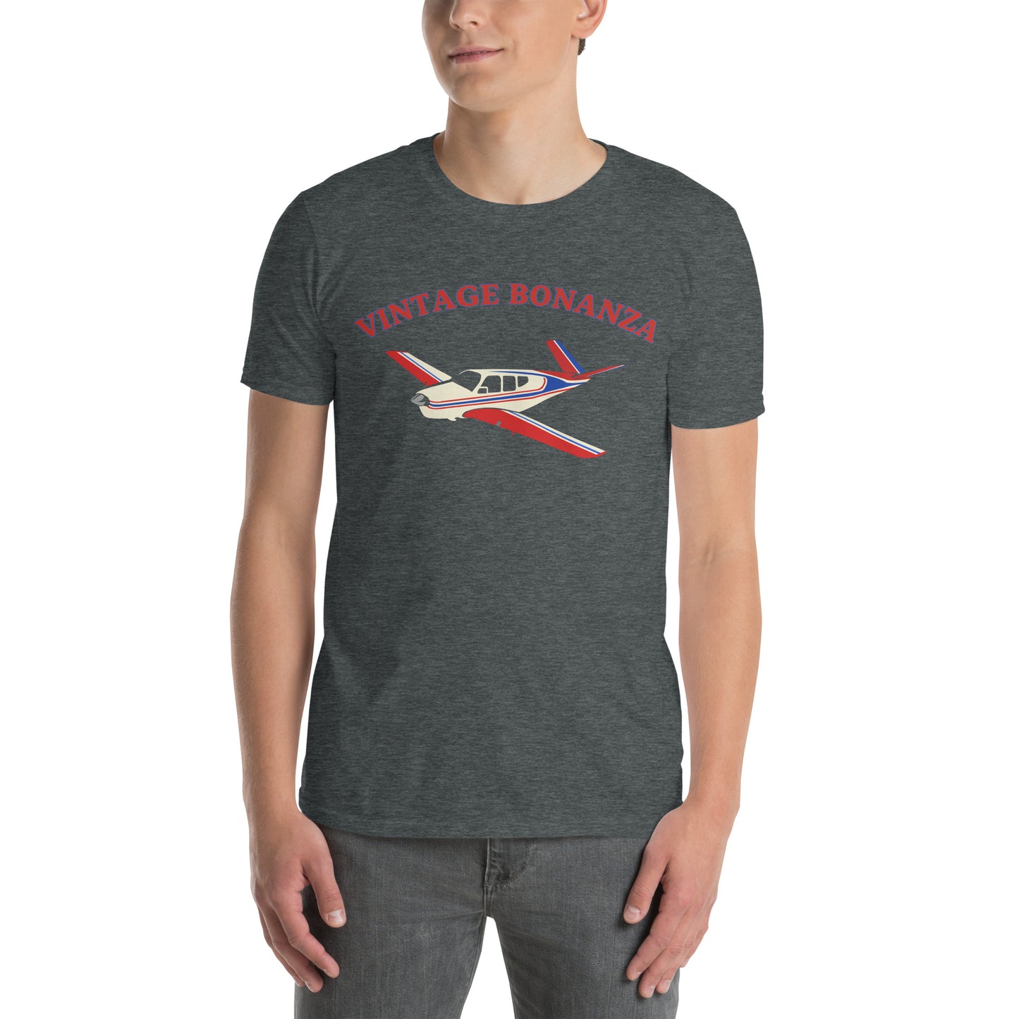 V-TAIL BONANZA Vintage tri-color 2 stripe Printed Short-Sleeve Unisex Classic Fit Aviation T-Shirt