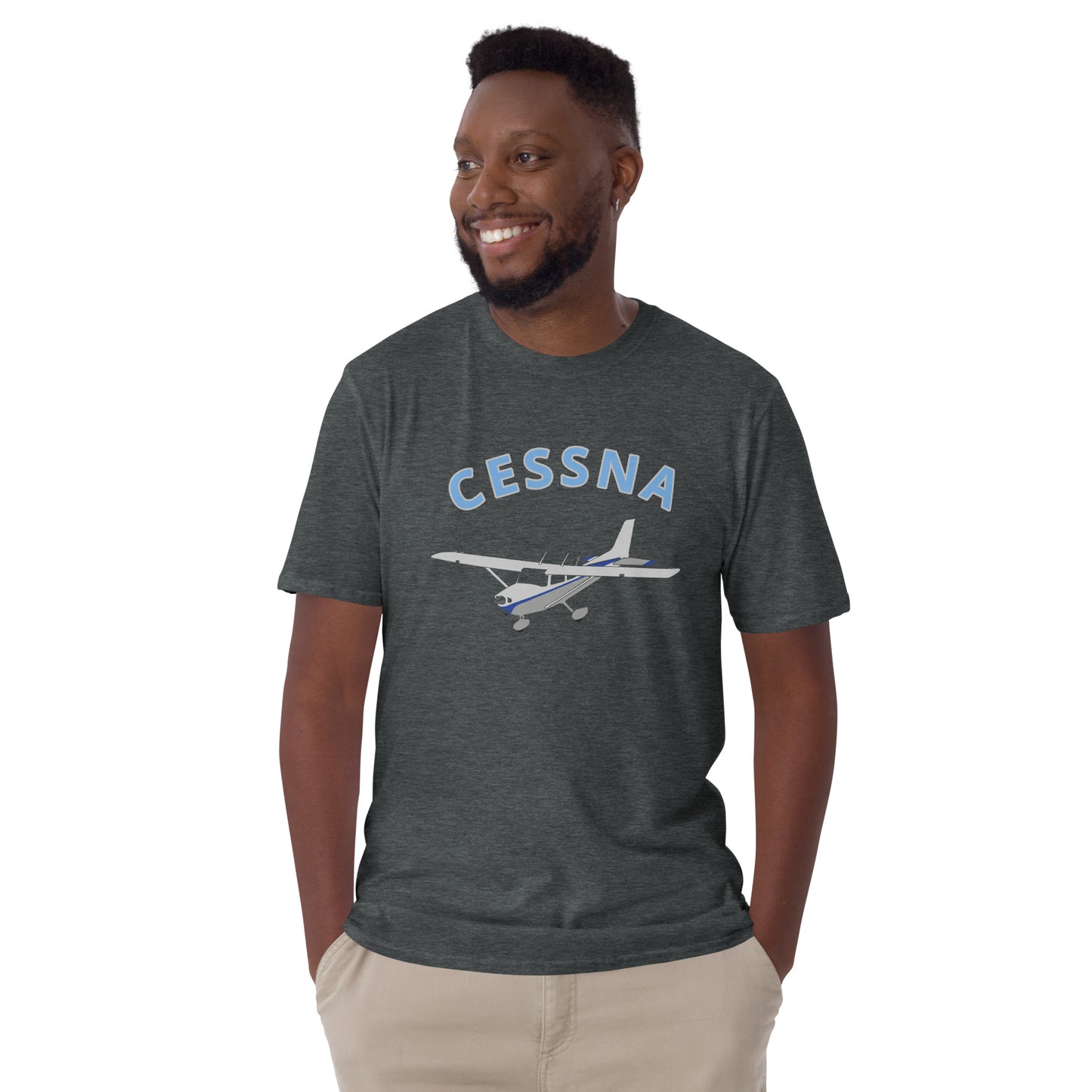 CESSNA 172 Skyhawk  polished grey-blue Soft Short-Sleeve Unisex Aviation T-Shirt