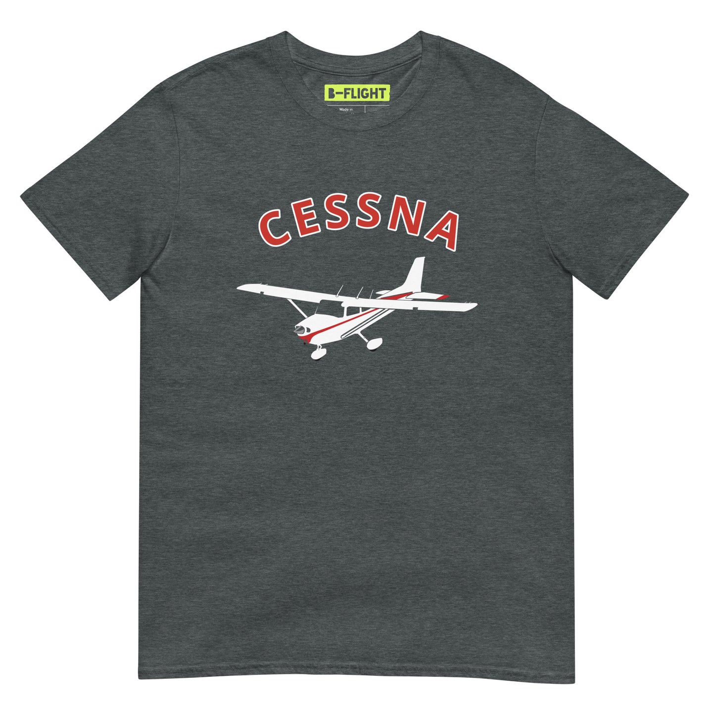 CESSNA 172 Skyhawk White - Red Soft Short-Sleeve Unisex Aviation T-Shirt