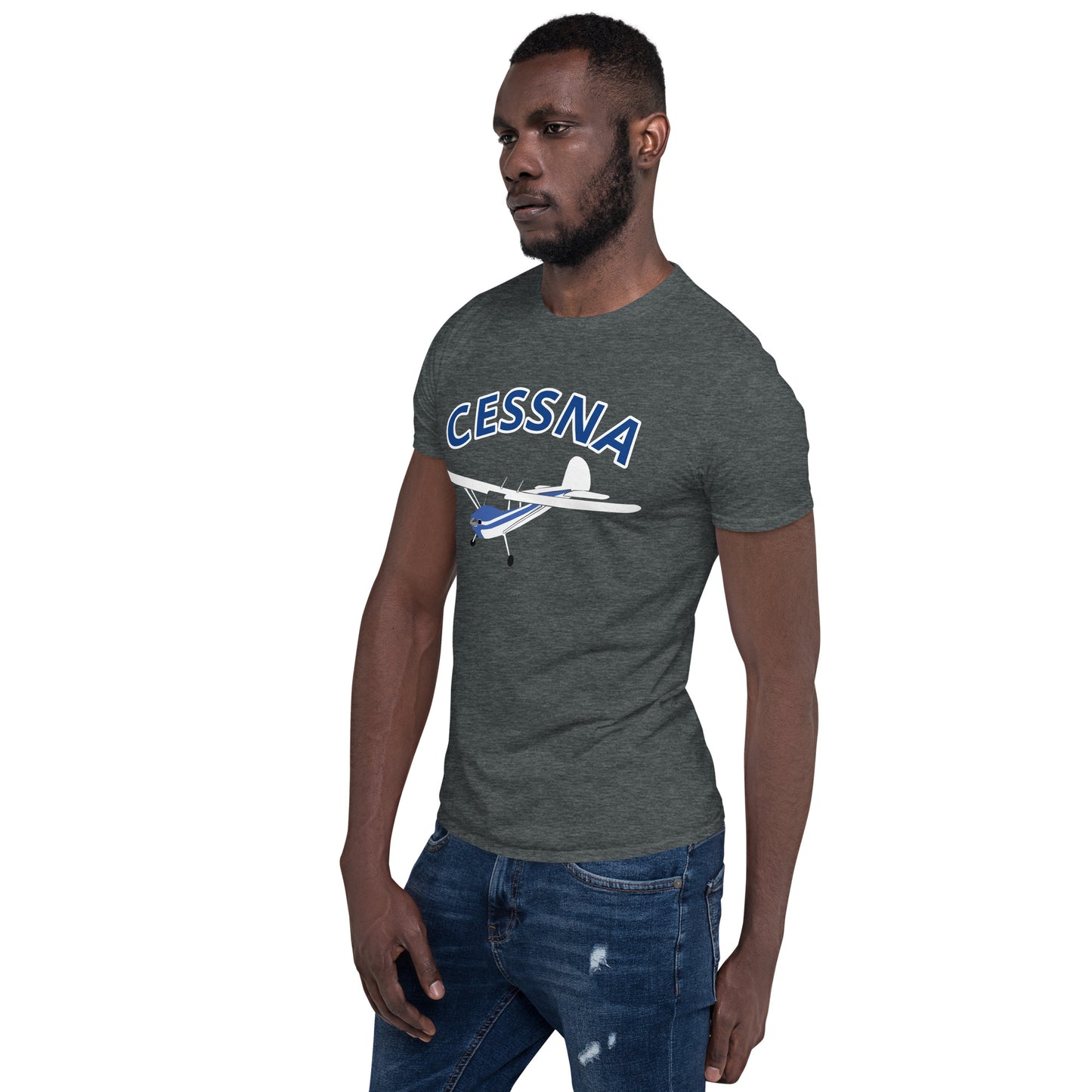 CESSNA 140 White-blue aircraft Soft Short-Sleeve Unisex T-Shirt