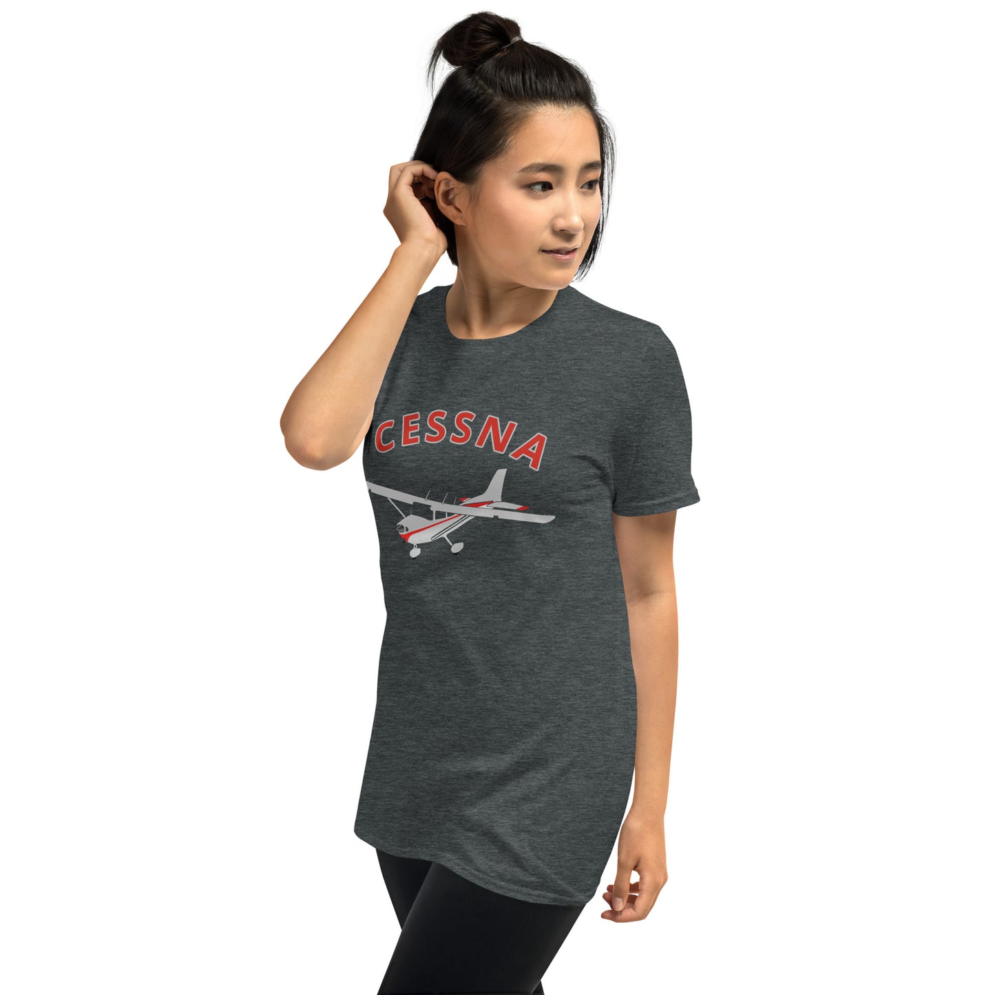 CESSNA 172 Skyhawk polished grey-red Soft Short-Sleeve Unisex Aviation T-Shirt