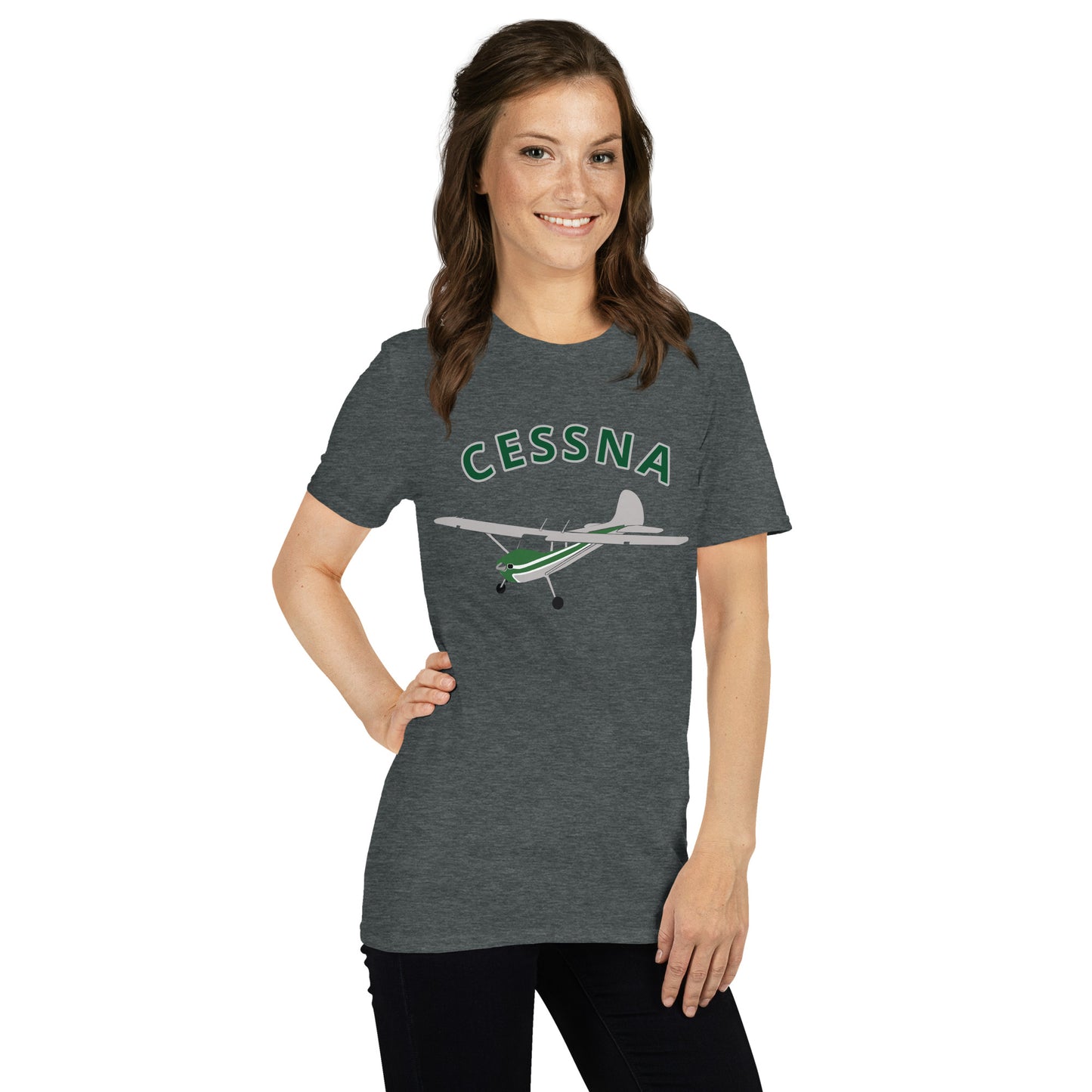 CESSNA 170 polished grey-green Soft  Short-Sleeve Unisex Aviation T-Shirt