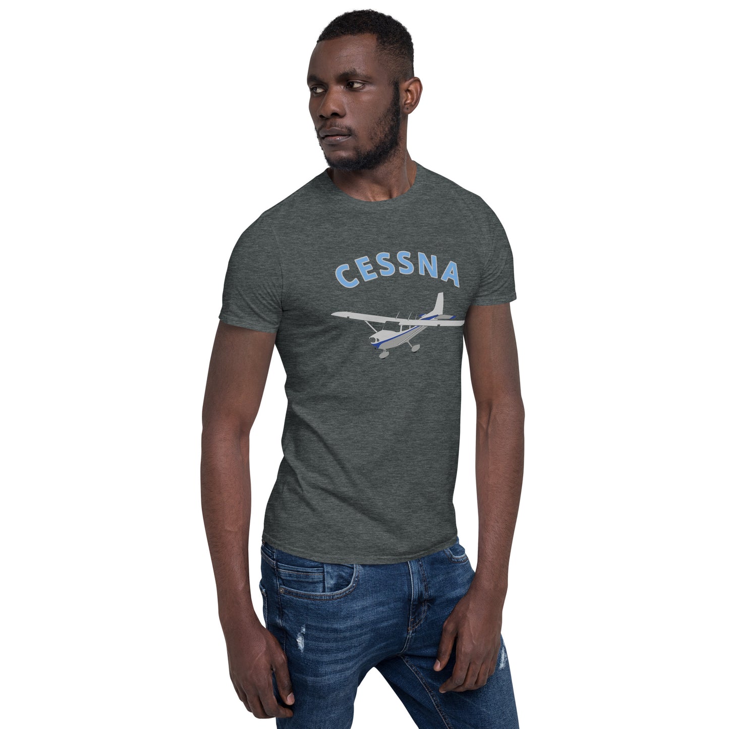 CESSNA 172 Skyhawk  polished grey-blue Soft Short-Sleeve Unisex Aviation T-Shirt