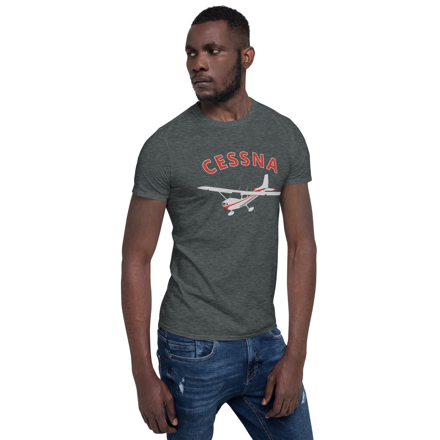 CESSNA 172 Skyhawk polished grey-red Soft Short-Sleeve Unisex Aviation T-Shirt