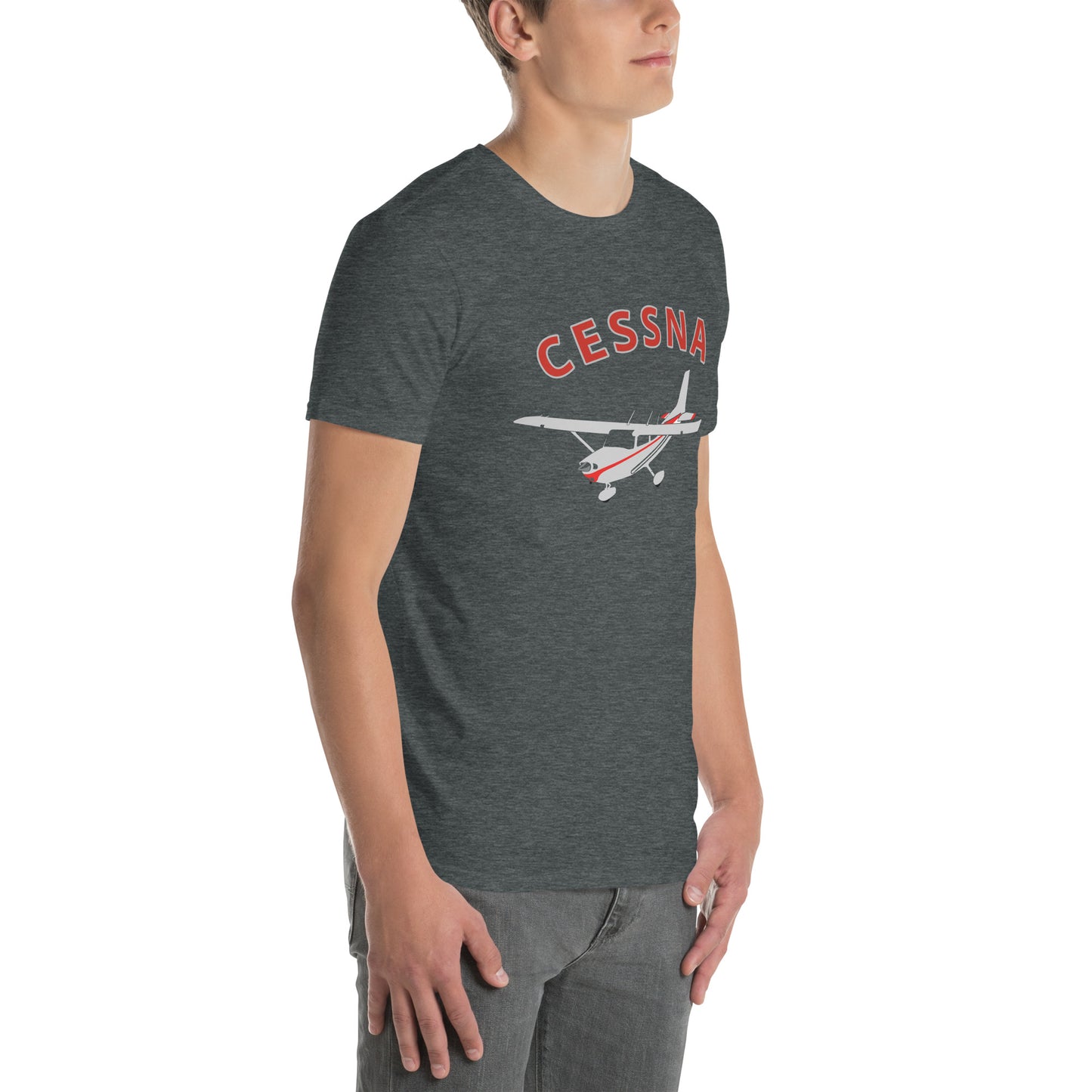 CESSNA 172 Skyhawk polished grey-red Soft Short-Sleeve Unisex Aviation T-Shirt