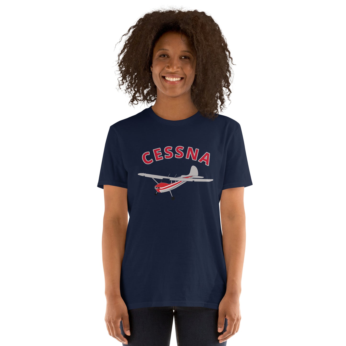 CESSNA 170 polished grey-red Soft  Short-Sleeve Unisex Aviation T-Shirt