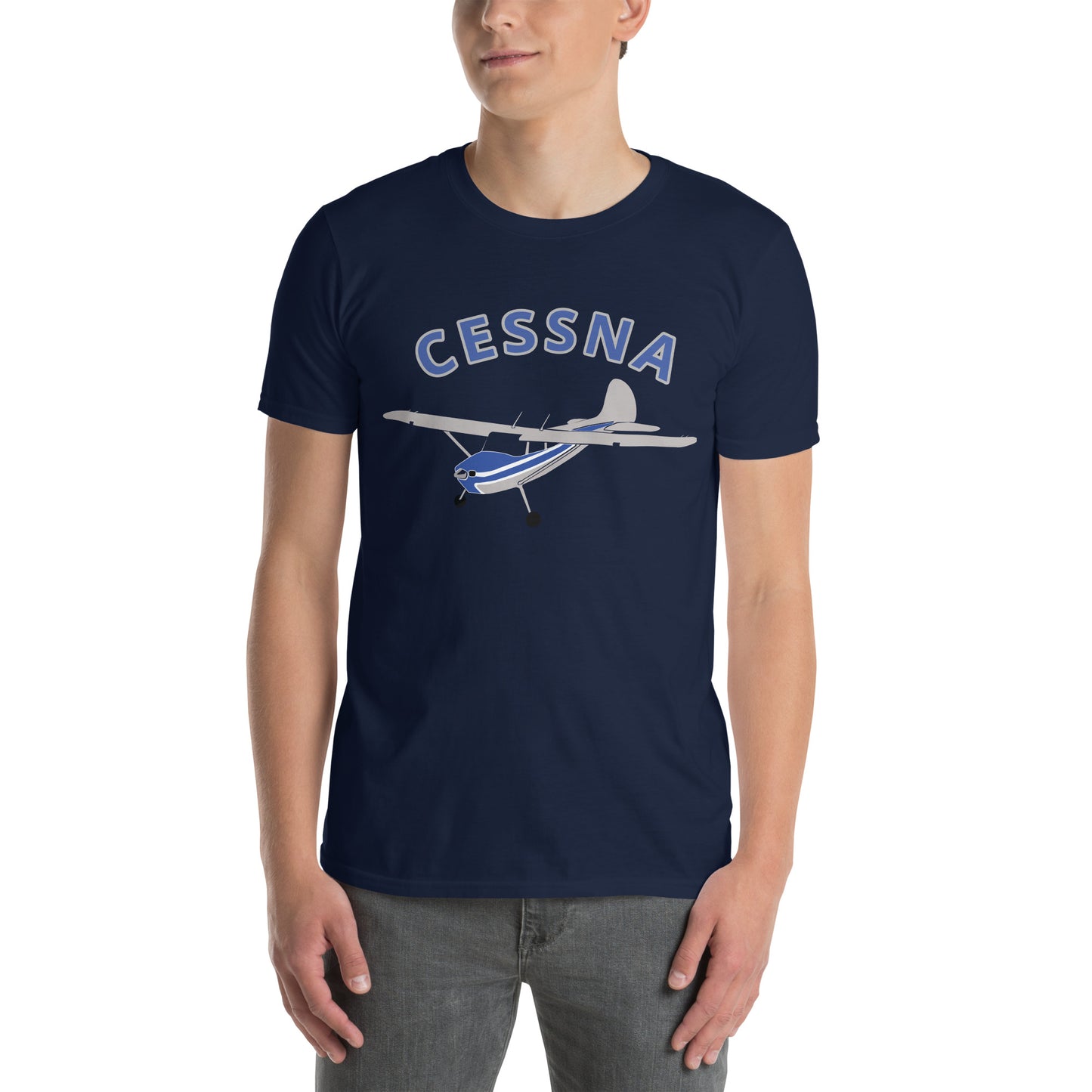 CESSNA 170 polished grey-blue Soft  Short-Sleeve Unisex Aviation T-Shirt