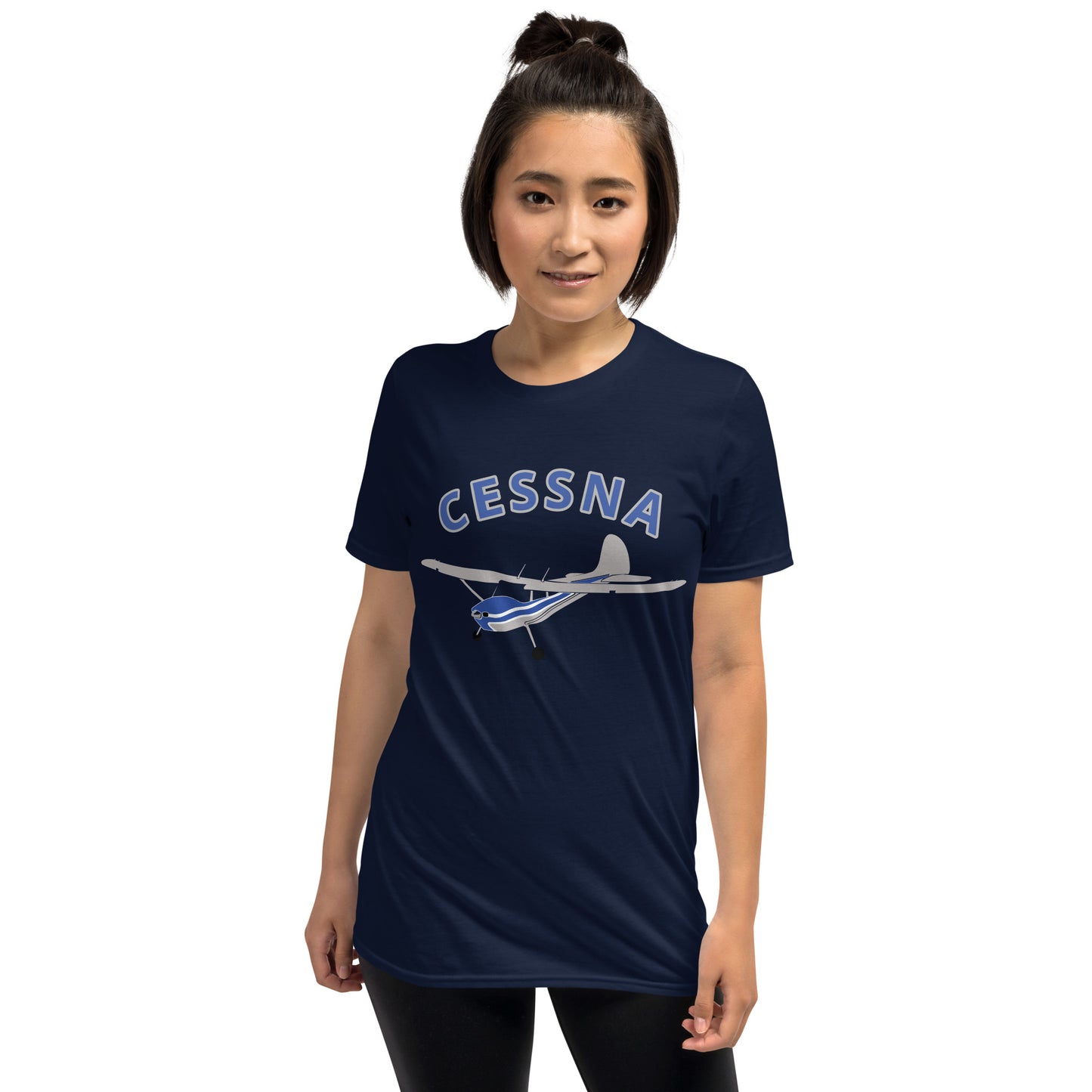 CESSNA 170 polished grey-blue Soft  Short-Sleeve Unisex Aviation T-Shirt