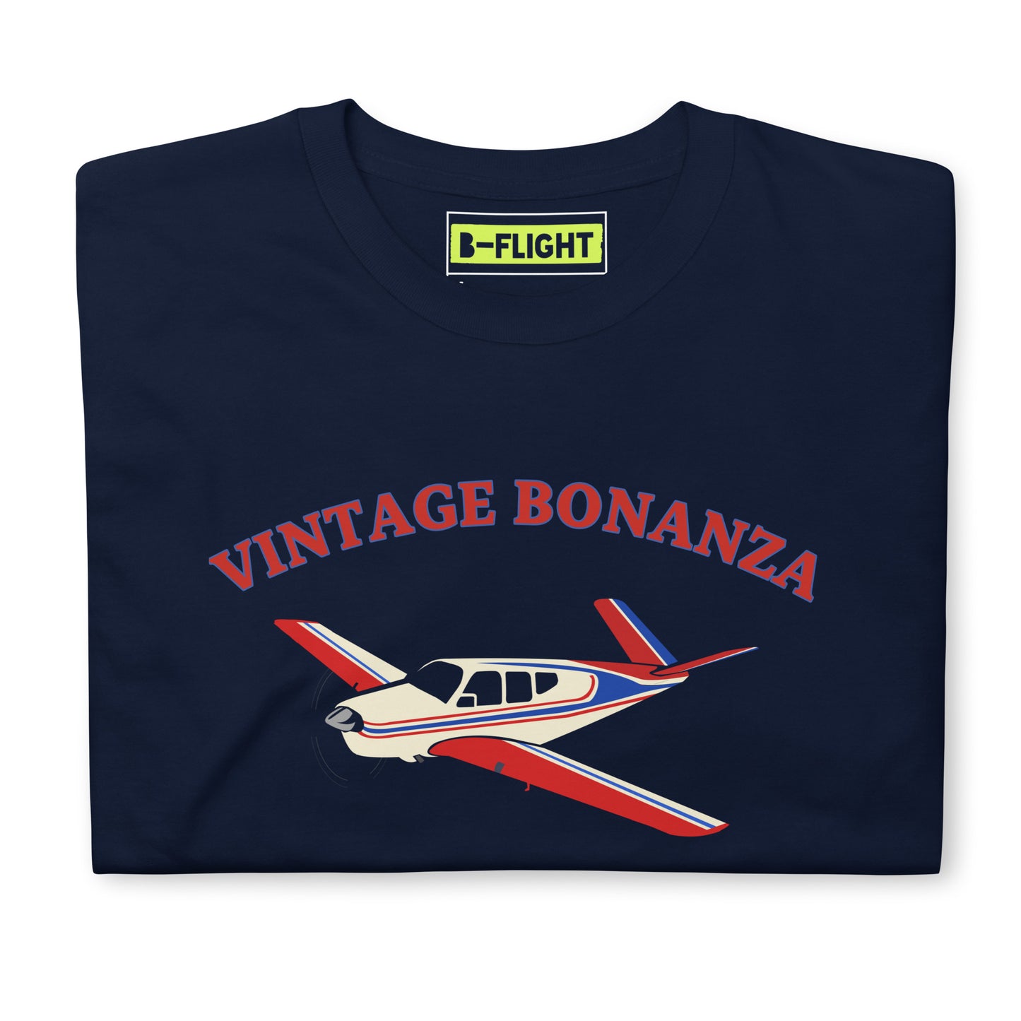 V-TAIL BONANZA Vintage tri-color 2 stripe Printed Short-Sleeve Unisex Classic Fit Aviation T-Shirt