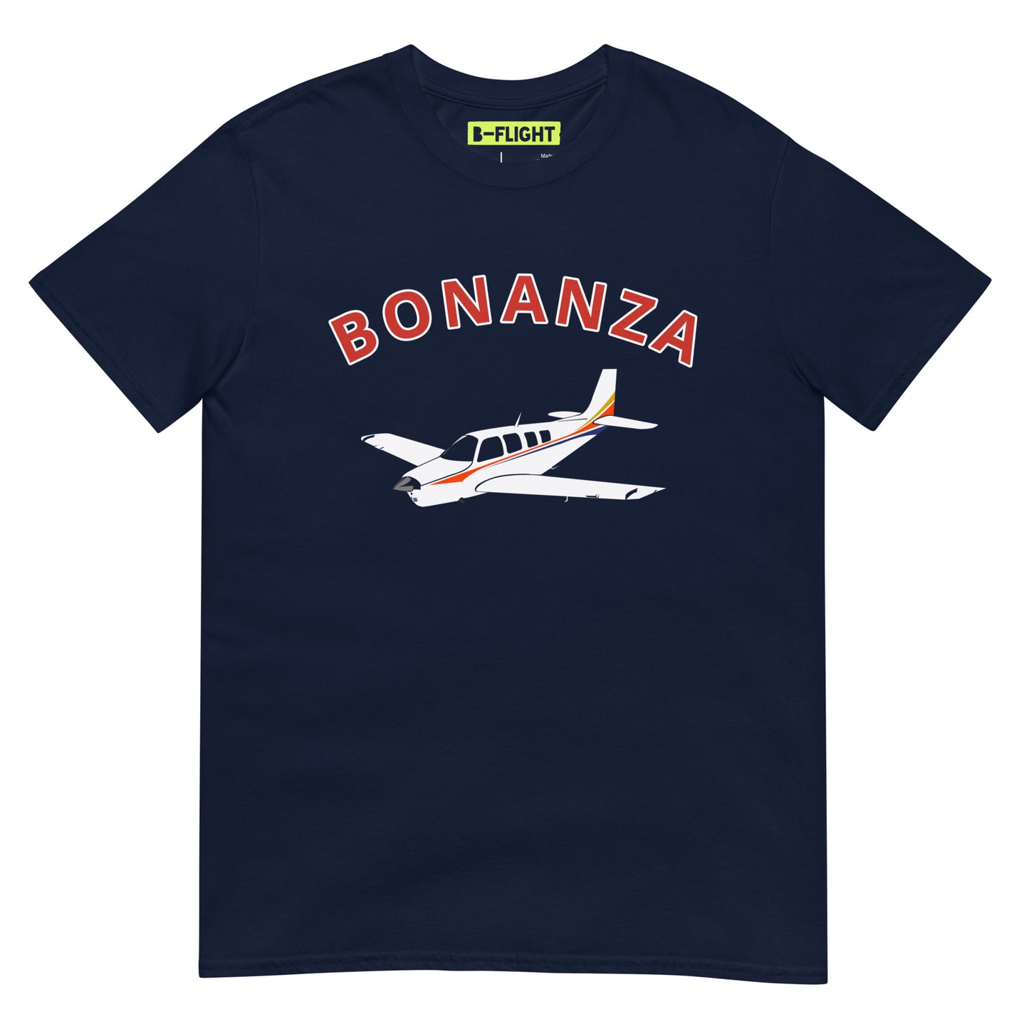 BONANZA A36  White with Stripe Graphic Short-Sleeve Unisex classic fit aviation T-Shirt.