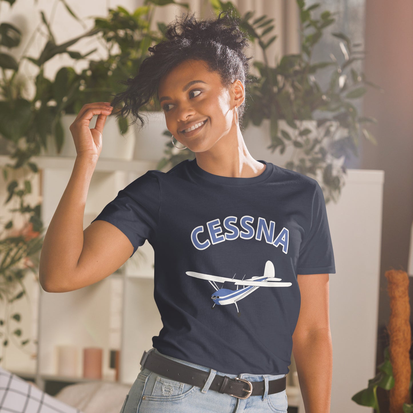 CESSNA 140 white - blue aircraft Classic fit Men's aviation tee.