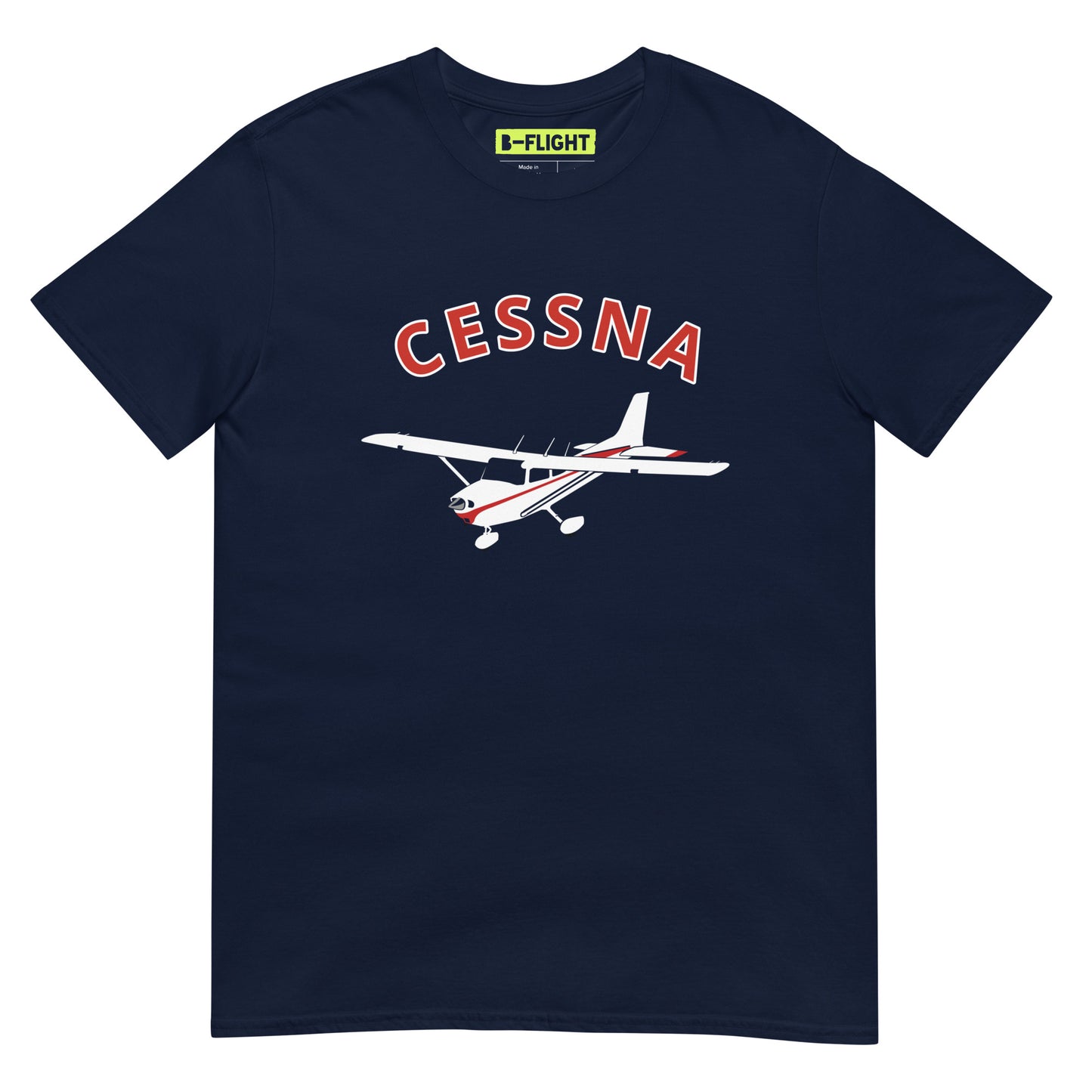 CESSNA 172 Skyhawk White - Red Soft Short-Sleeve Unisex Aviation T-Shirt