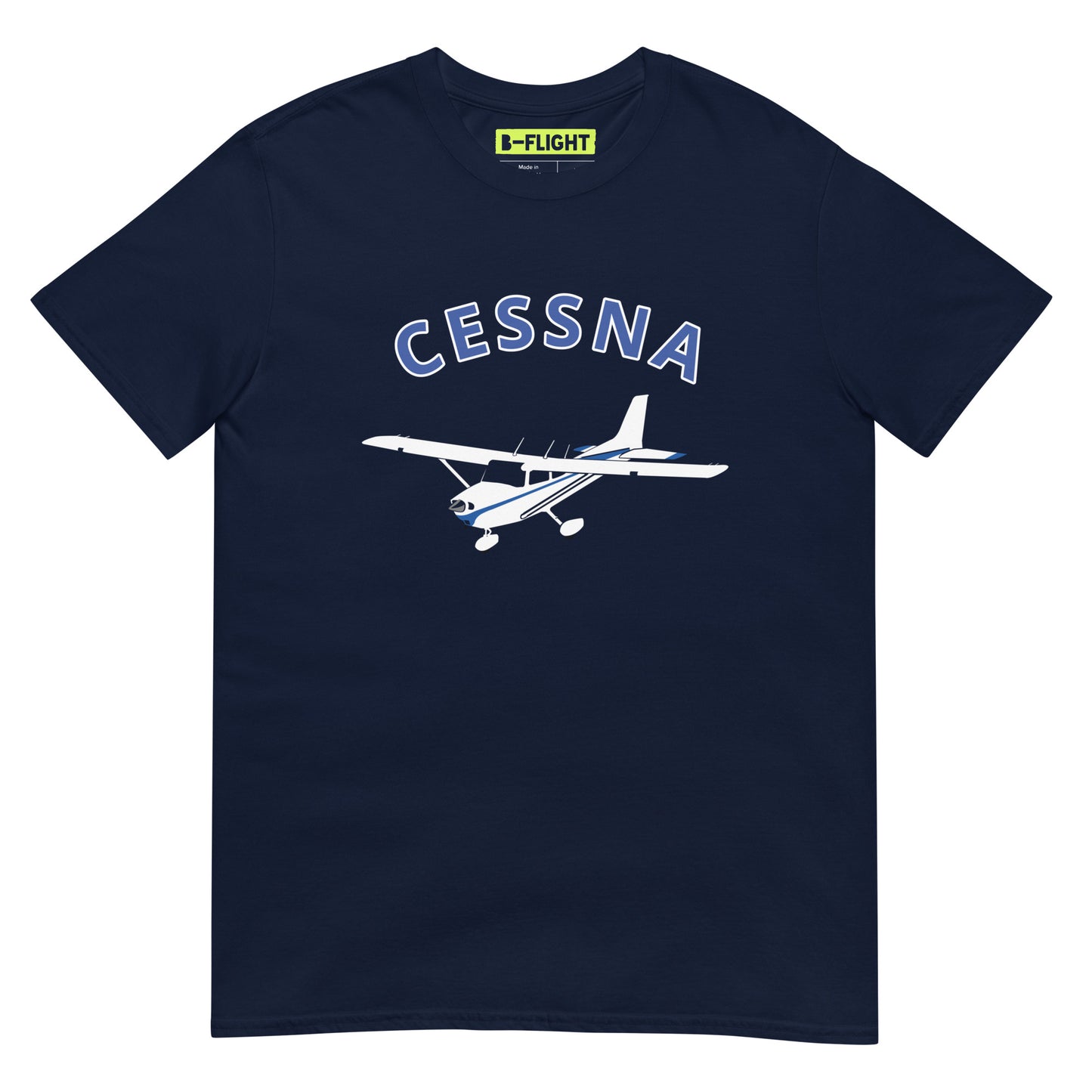 CESSNA 172 Skyhawk White - Blue Soft Short-Sleeve Unisex Aviation T-Shirt