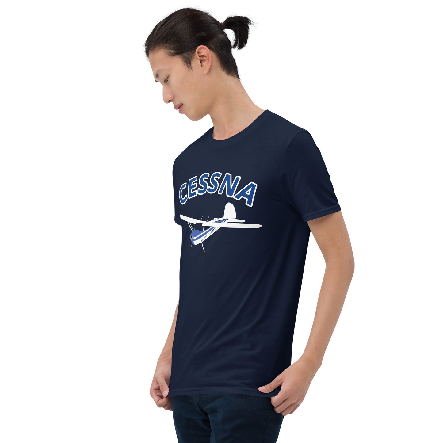 CESSNA 140 White-blue aircraft Soft Short-Sleeve Unisex T-Shirt