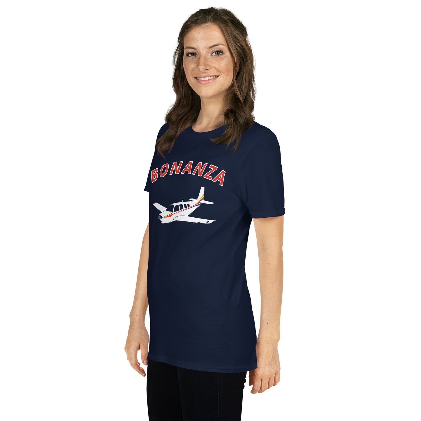 BONANZA A36  White with Stripe Graphic Short-Sleeve Unisex classic fit aviation T-Shirt.