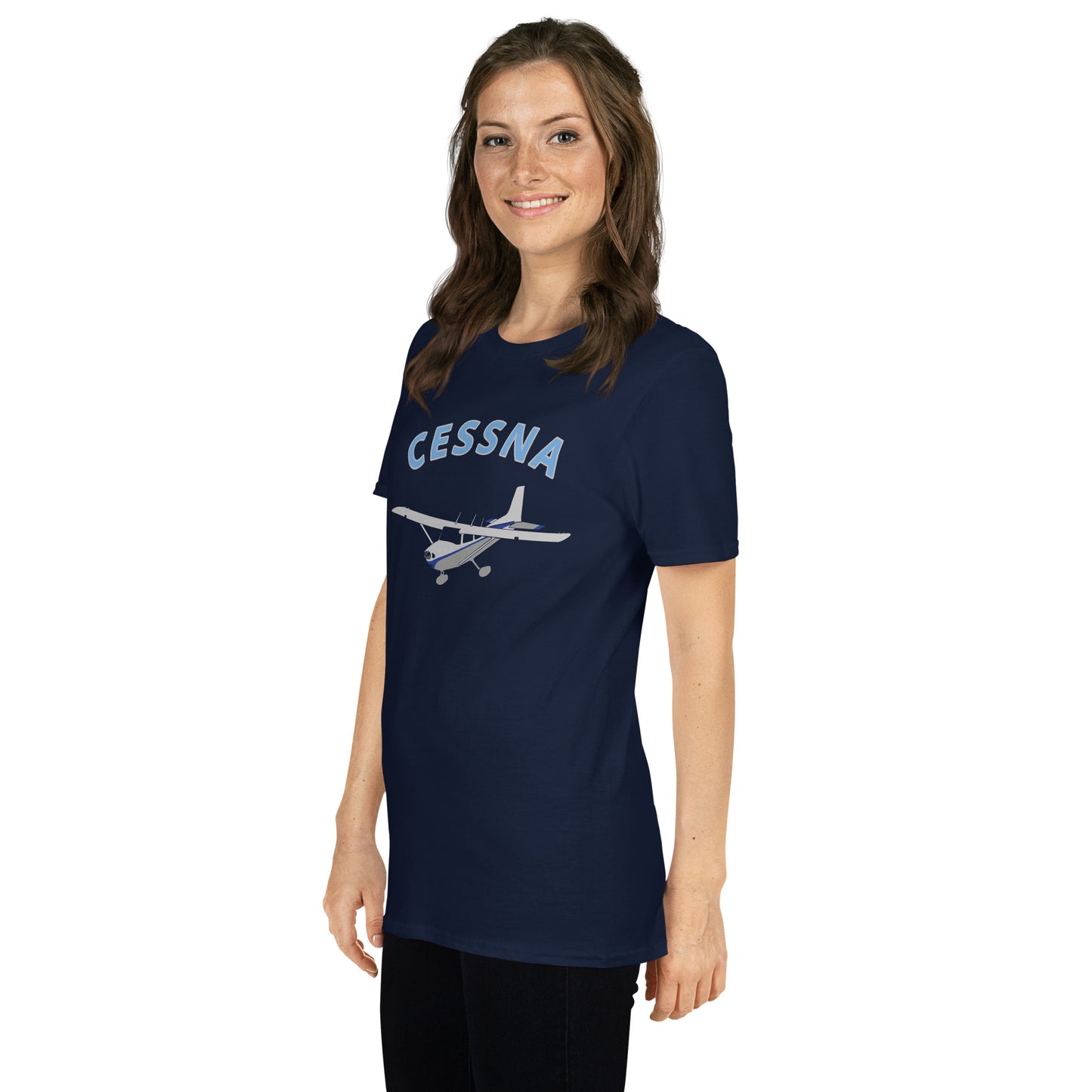 CESSNA 172 Skyhawk  polished grey-blue Soft Short-Sleeve Unisex Aviation T-Shirt