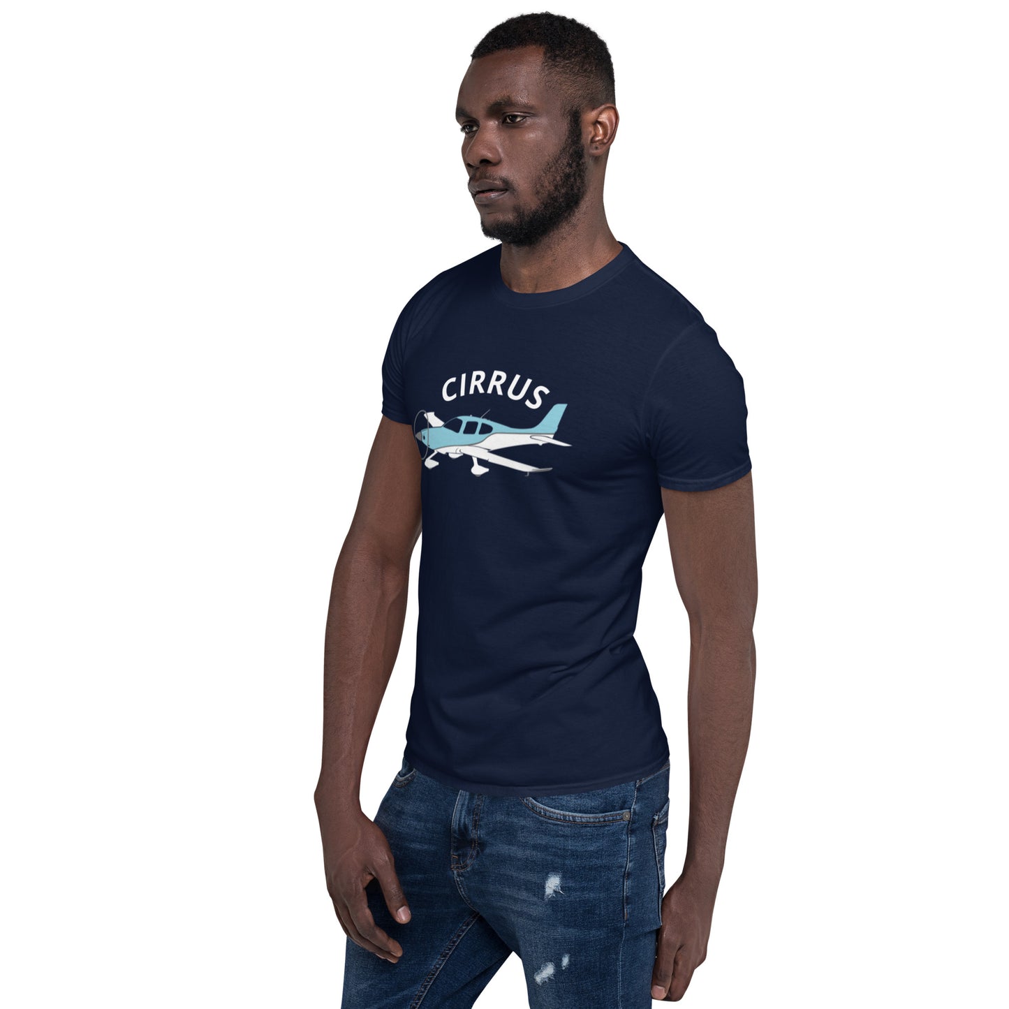 CIRRUS blue - white Short-Sleeve classic fit aviation T-Shirt