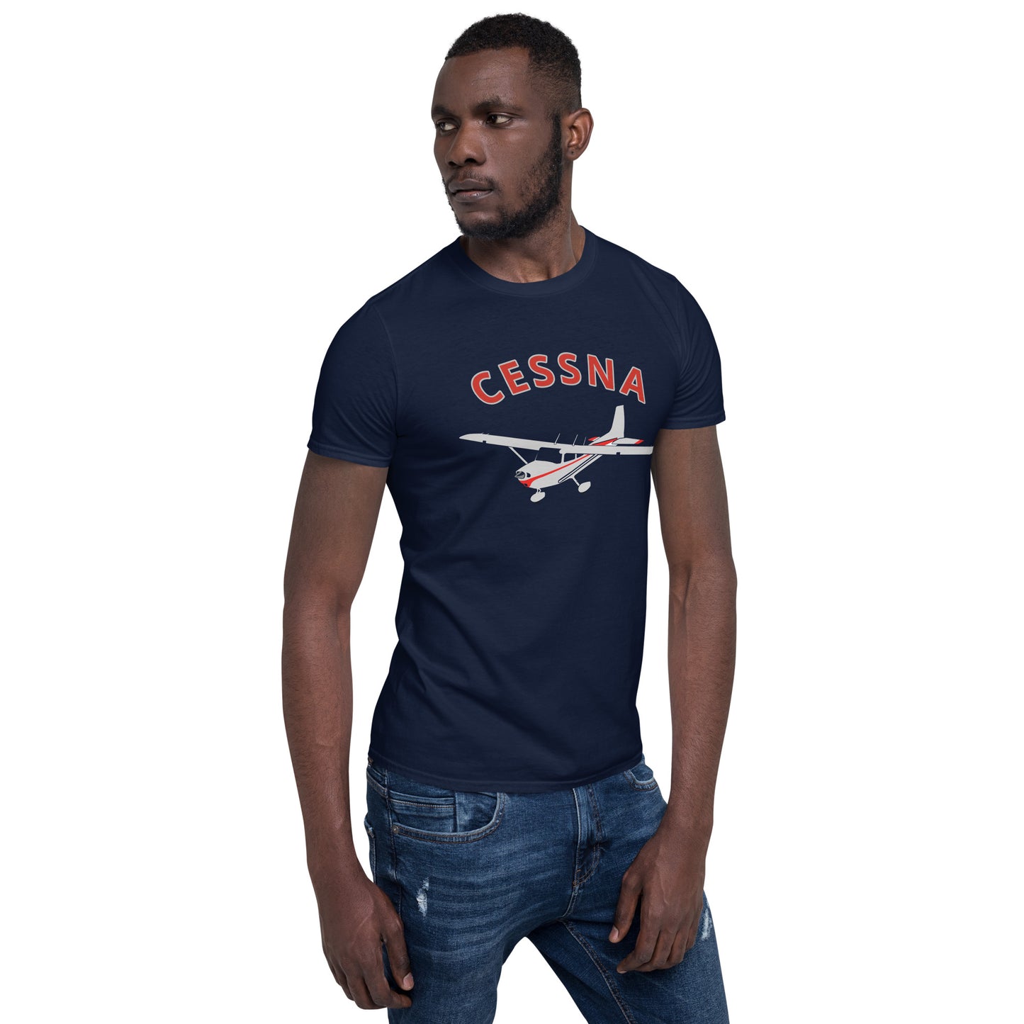 CESSNA 172 Skyhawk polished grey-red Soft Short-Sleeve Unisex Aviation T-Shirt