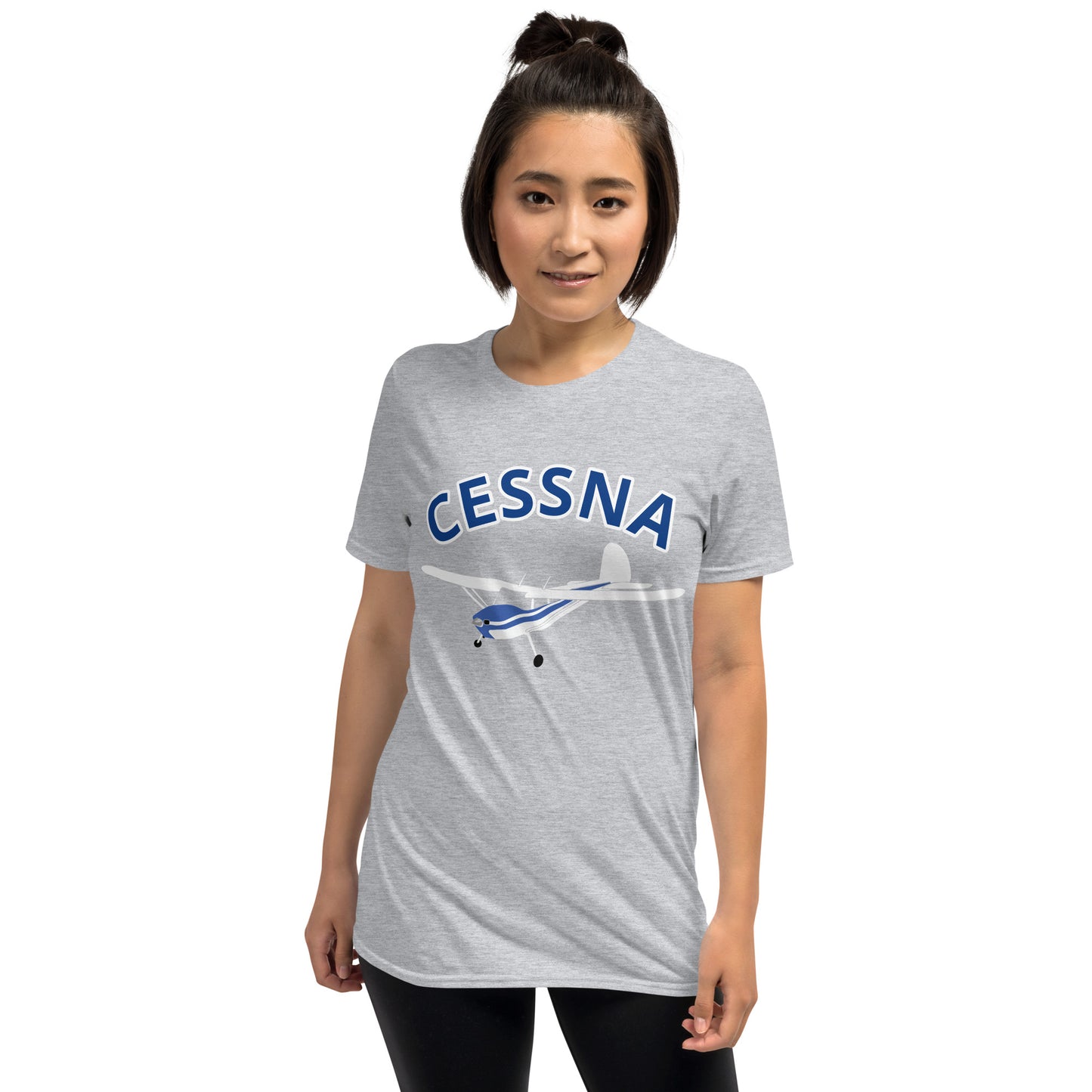 CESSNA 140 White-blue aircraft Soft Short-Sleeve Unisex T-Shirt