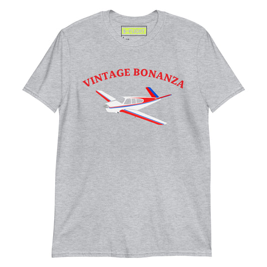 V-TAIL BONANZA Vintage Tri-color 1 stripe Printed Short-Sleeve Unisex Classic Fit Aviation T-Shirt