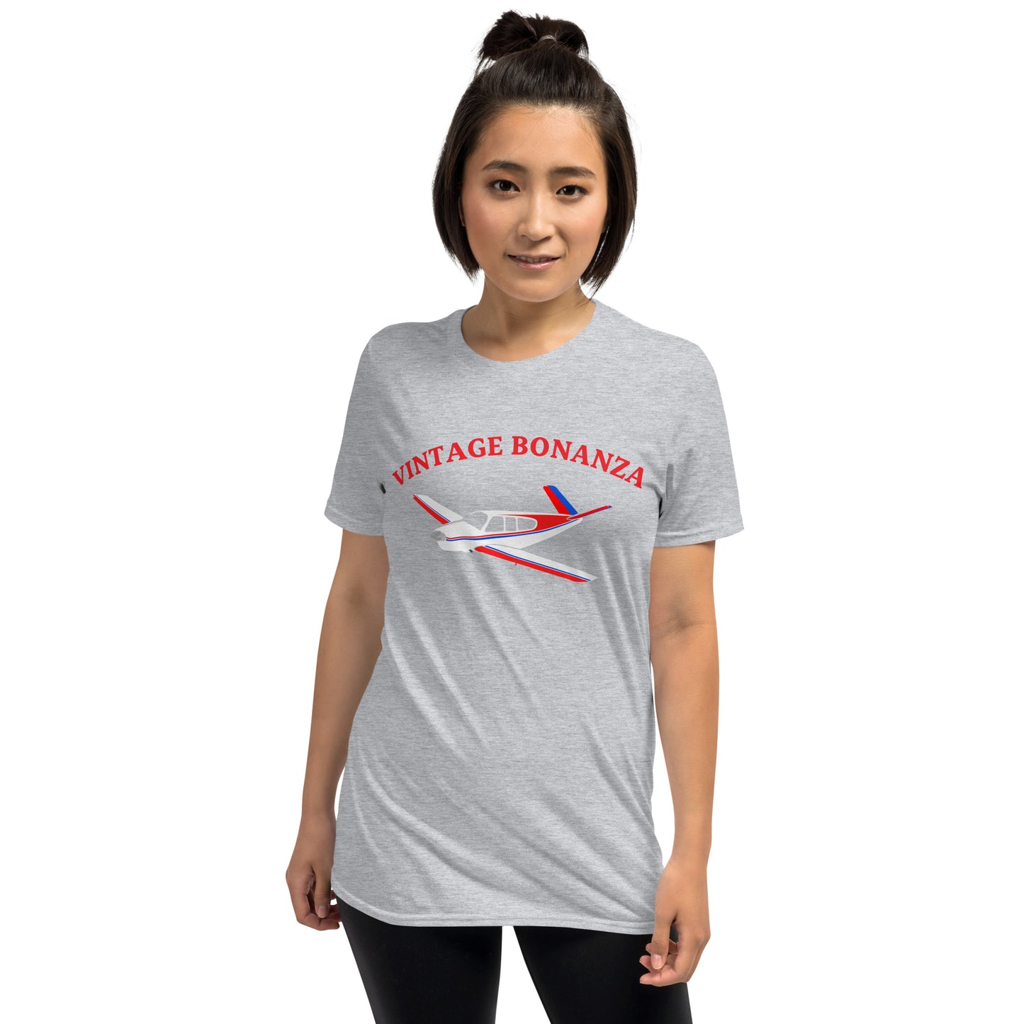 V-TAIL BONANZA Vintage Tri-color 1 stripe Printed Short-Sleeve Unisex Classic Fit Aviation T-Shirt