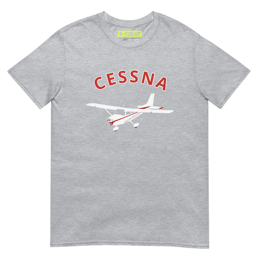 CESSNA 172 Skyhawk White - Red Soft Short-Sleeve Unisex Aviation T-Shirt