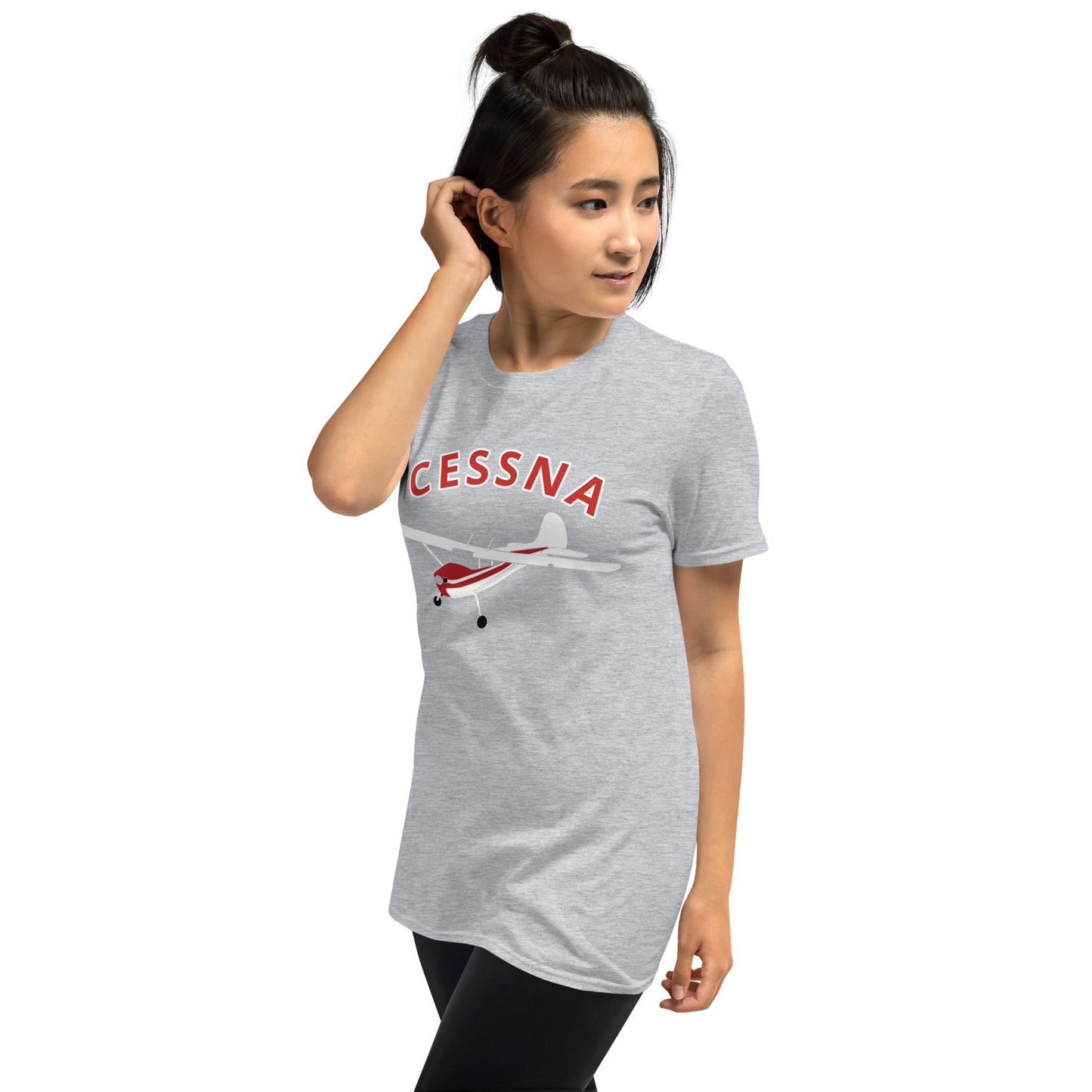 CESSNA 170 White - Red Soft  Short-Sleeve Unisex Aviation T-Shirt