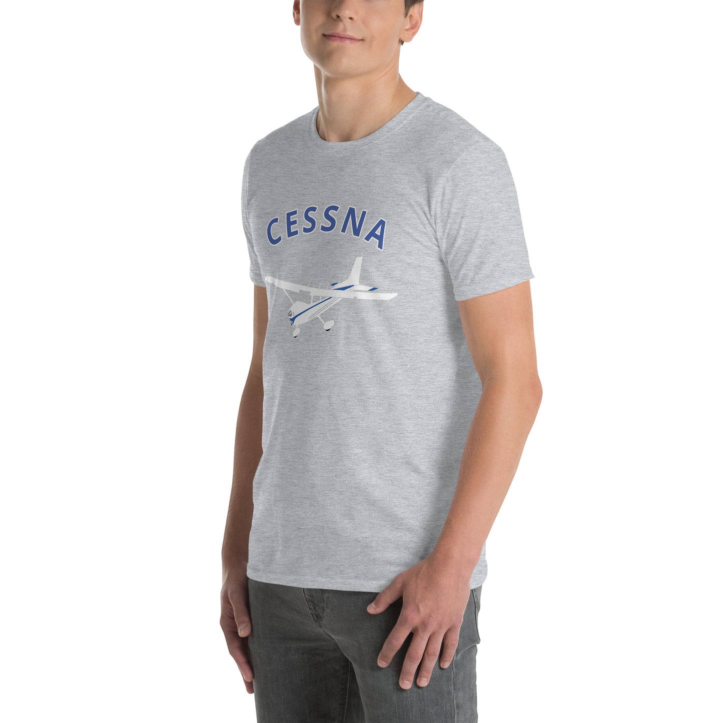 CESSNA 172 Skyhawk White - Blue Soft Short-Sleeve Unisex Aviation T-Shirt