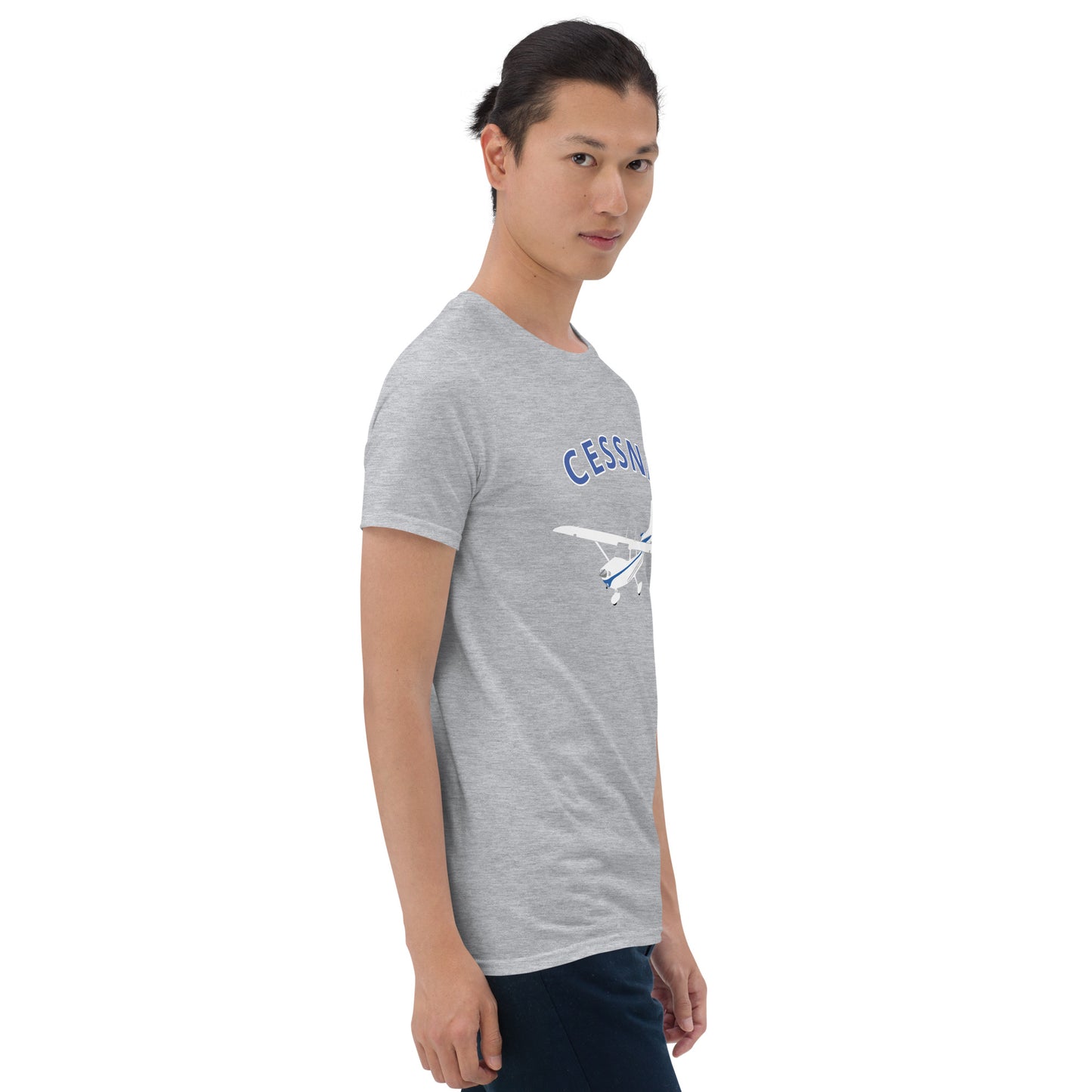 CESSNA 172 Skyhawk White - Blue Soft Short-Sleeve Unisex Aviation T-Shirt