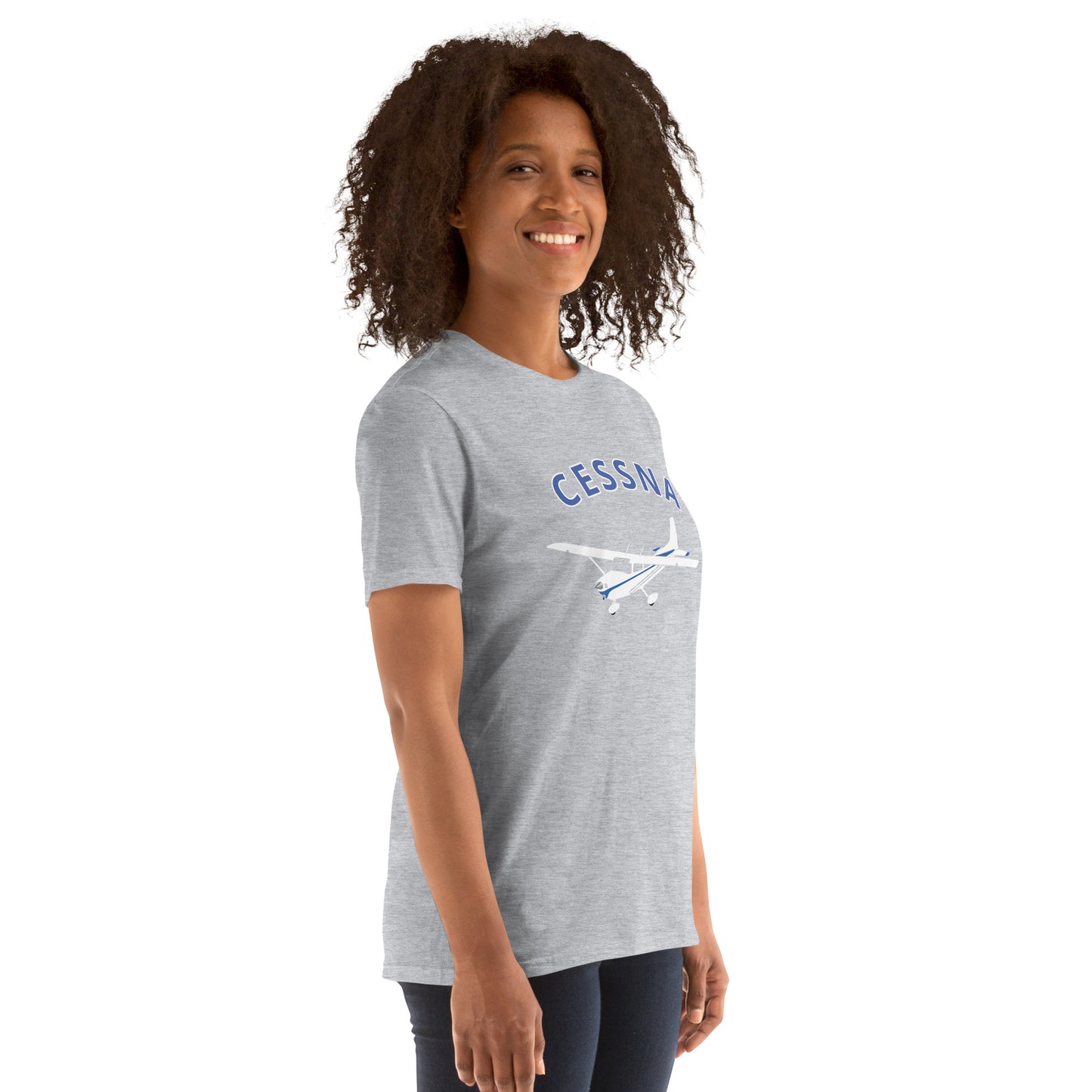 CESSNA 172 Skyhawk White - Blue Soft Short-Sleeve Unisex Aviation T-Shirt