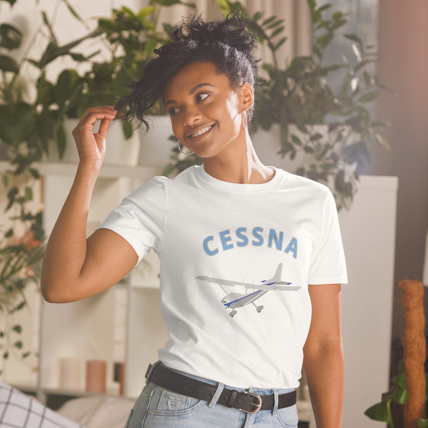 CESSNA 172 Skyhawk  polished grey-blue Soft Short-Sleeve Unisex Aviation T-Shirt