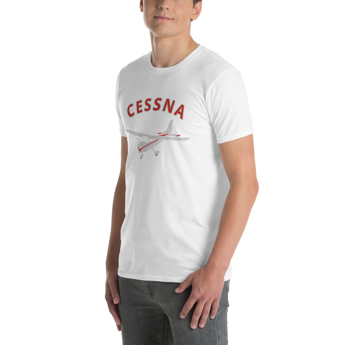 CESSNA 172 Skyhawk polished grey-red Soft Short-Sleeve Unisex Aviation T-Shirt