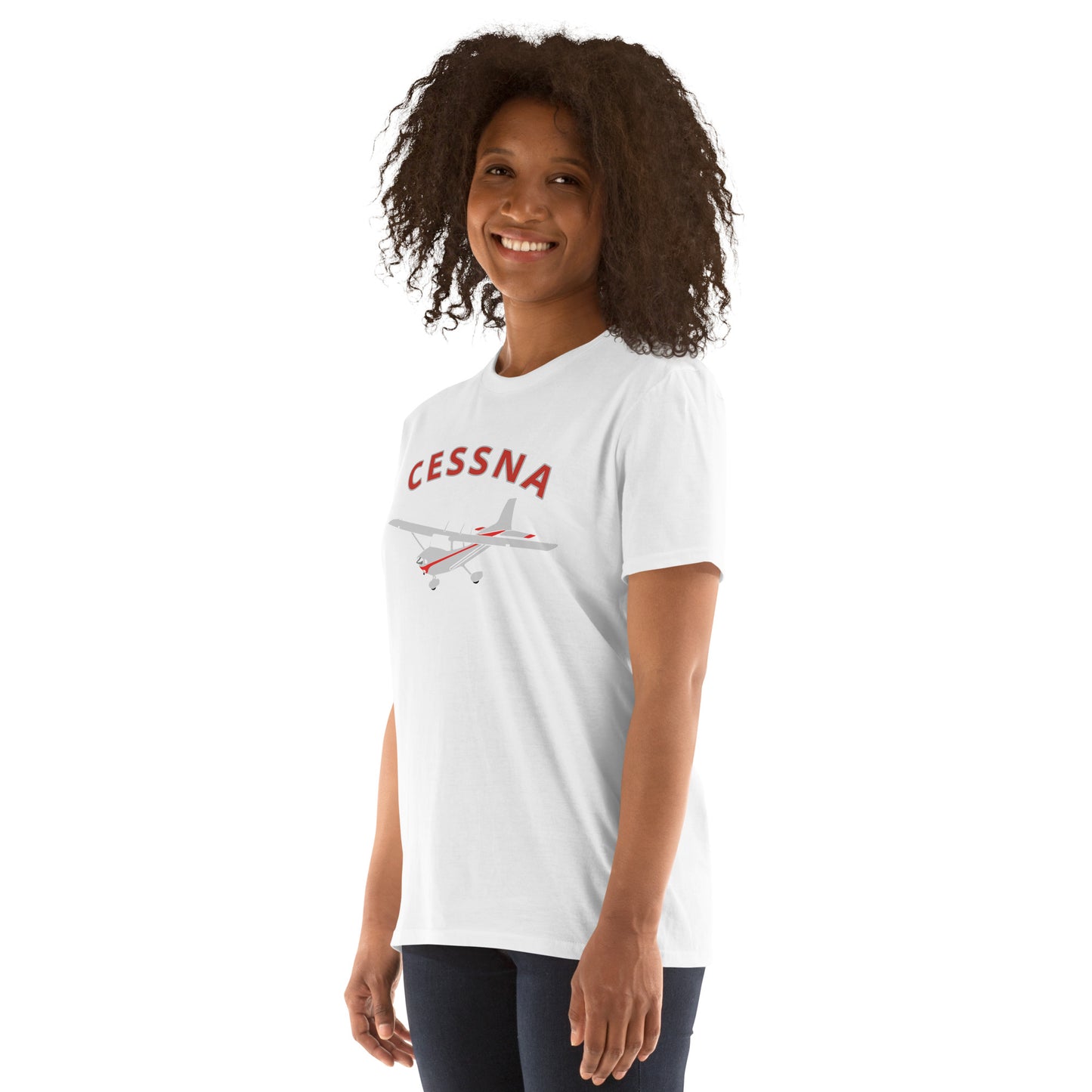 CESSNA 172 Skyhawk polished grey-red Soft Short-Sleeve Unisex Aviation T-Shirt