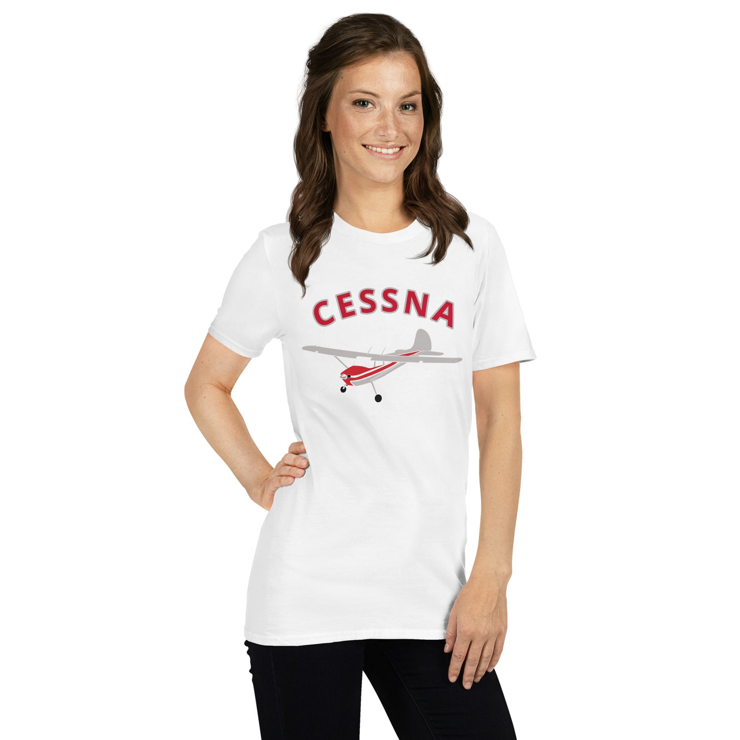 CESSNA 170 polished grey-red Soft  Short-Sleeve Unisex Aviation T-Shirt