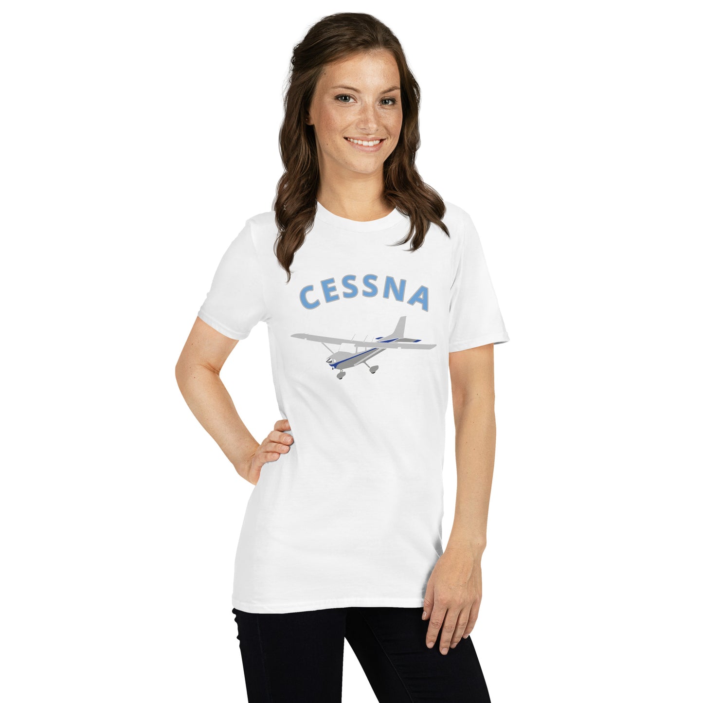 CESSNA 172 Skyhawk  polished grey-blue Soft Short-Sleeve Unisex Aviation T-Shirt