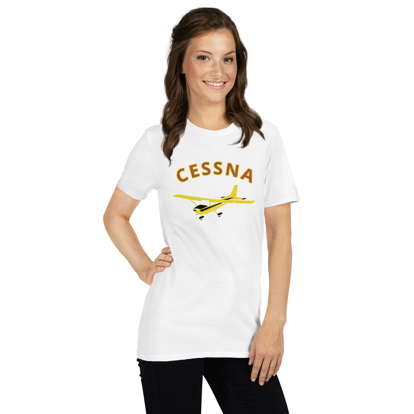 CESSNA 172 Skyhawk retro yellow Soft Short-Sleeve Unisex Aviation T-Shirt