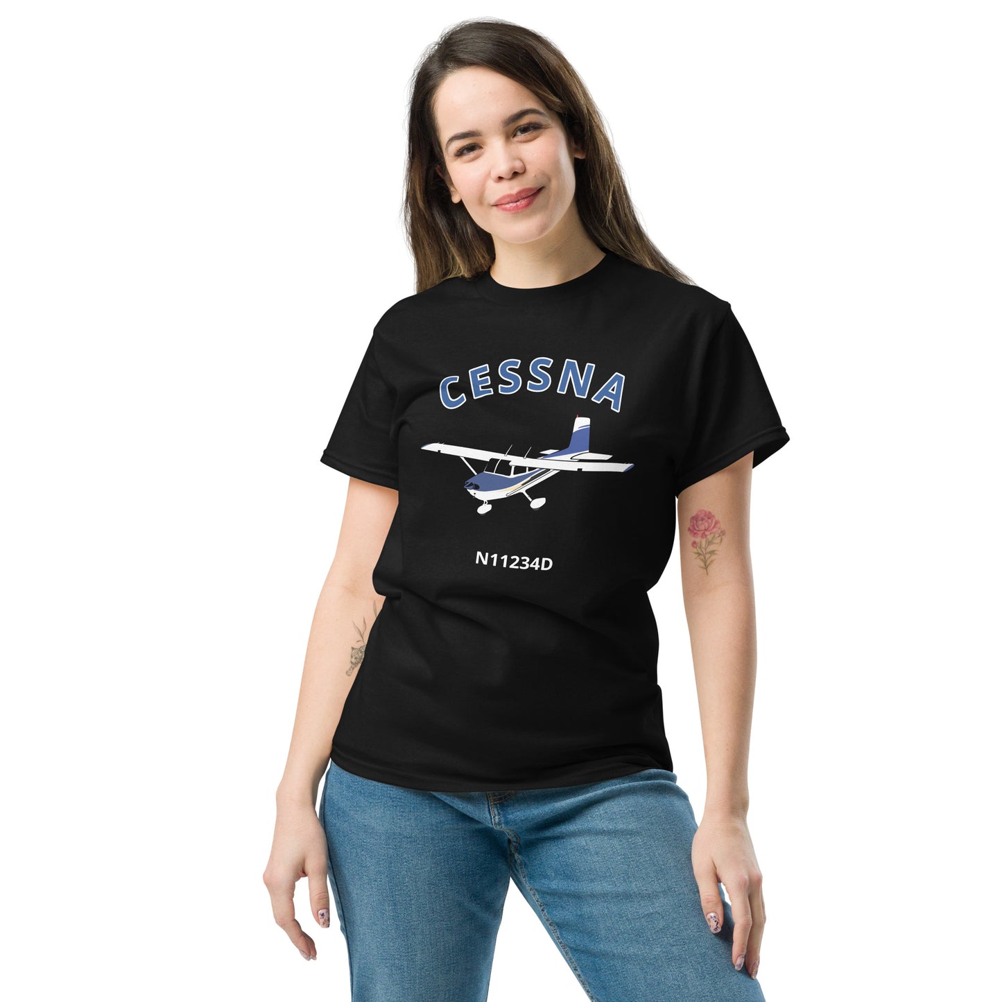 Cessna 182 Straight Tail CUSTOM N Number Classic fit Men's aviation tee