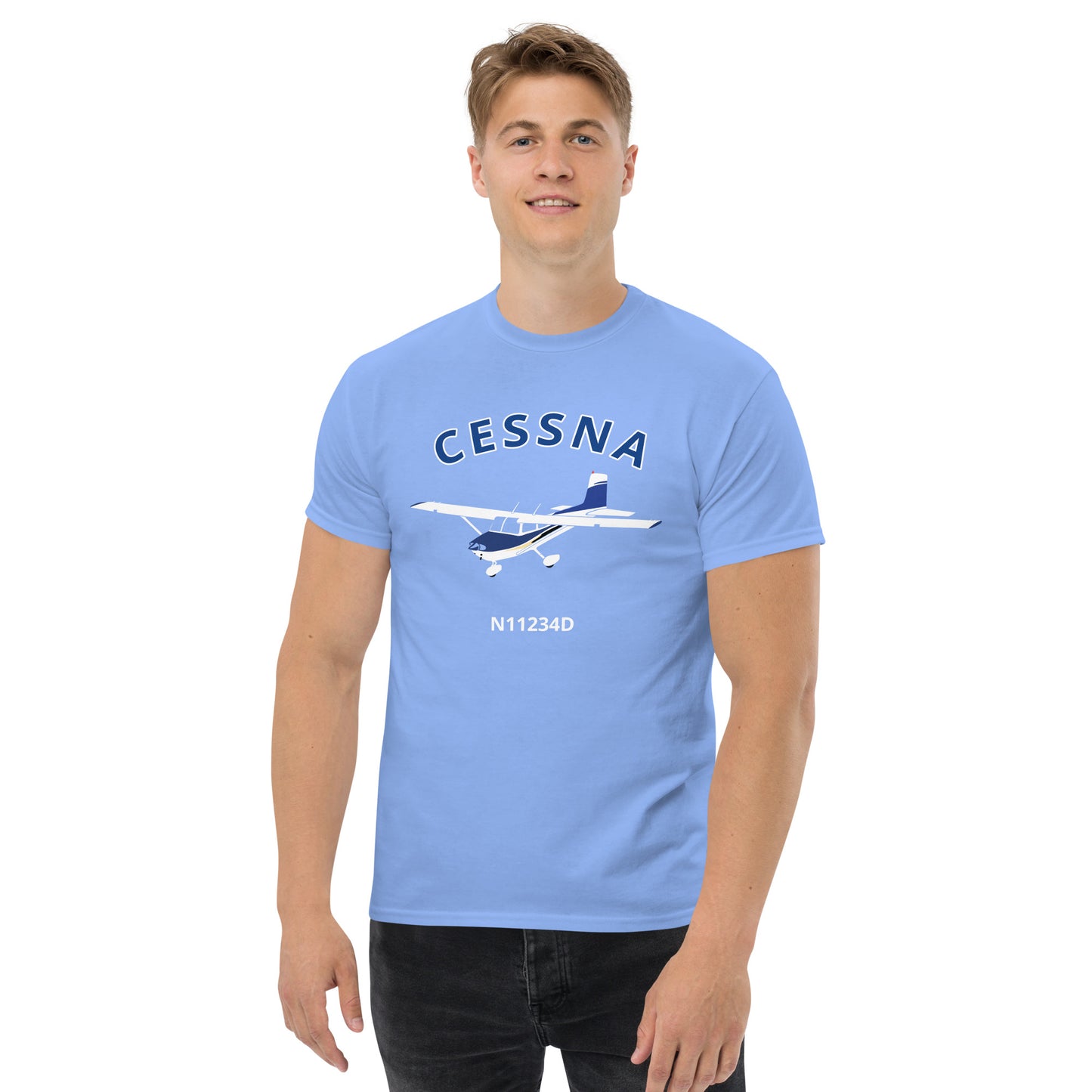 Cessna 182 Straight Tail CUSTOM N Number Classic fit Men's aviation tee