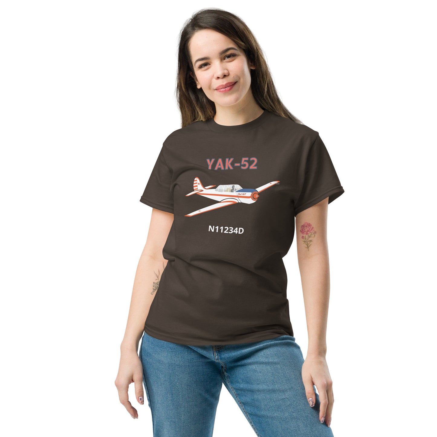 Yak-52 CUSTOM N Number printed Unisex classic aviation tee