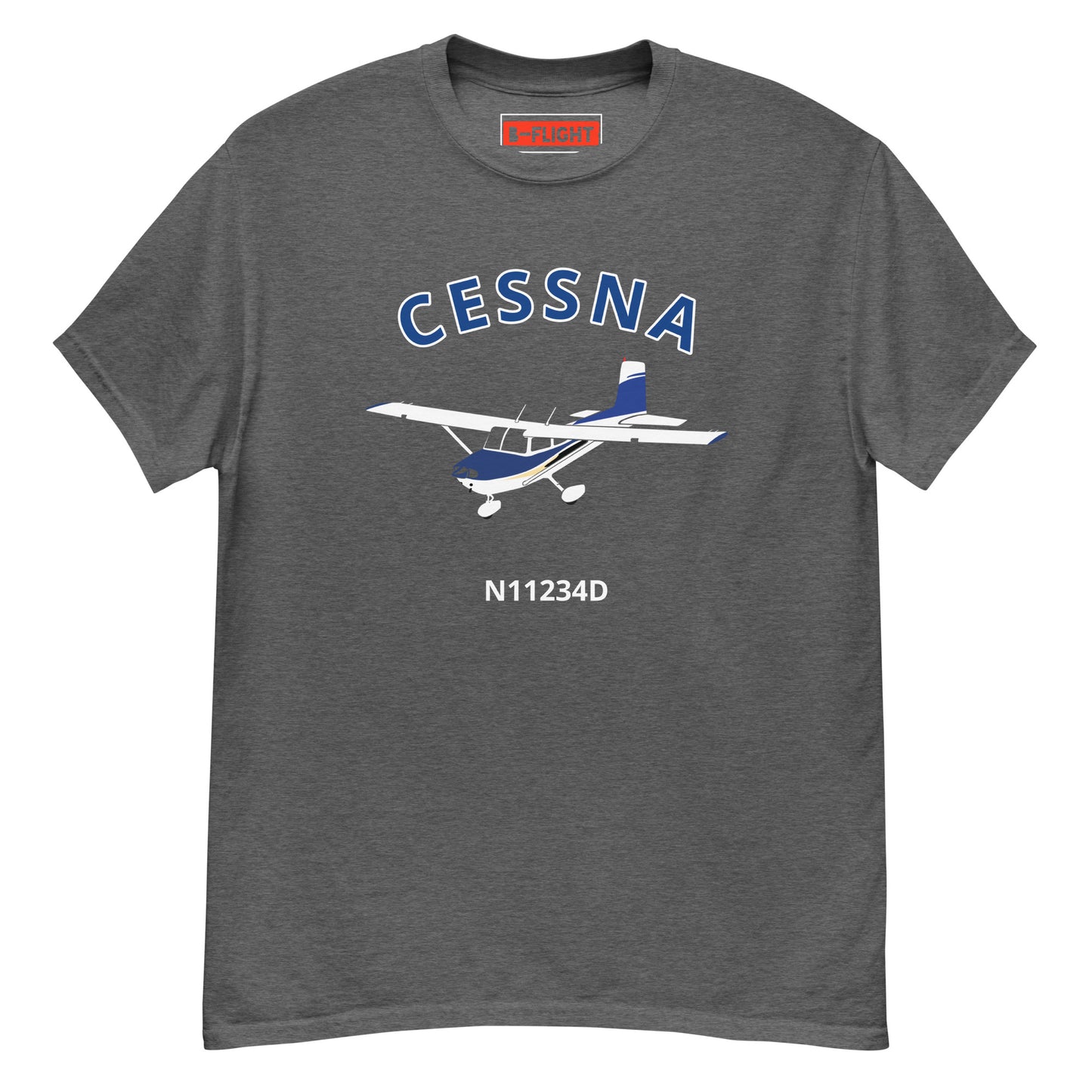 Cessna 182 Straight Tail CUSTOM N Number Classic fit Men's aviation tee