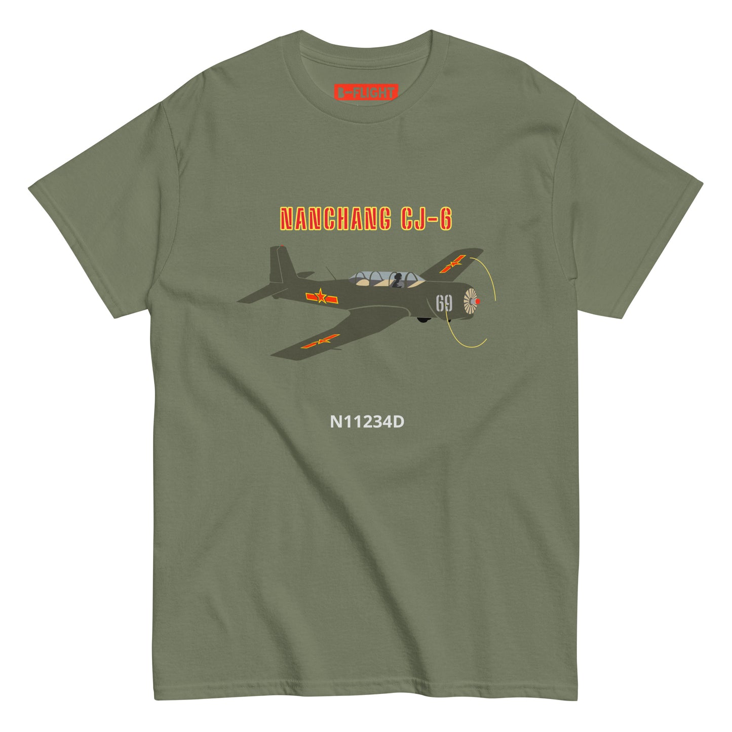 Nanchang CJ-6 CUSTOM N Number and CUSTOM Cowling Number Unisex classic printed tee