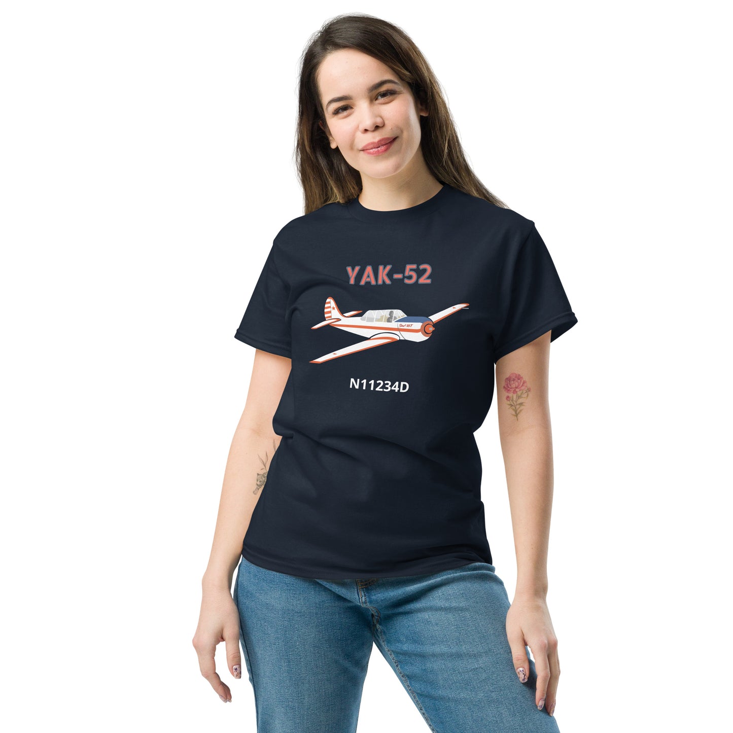 Yak-52 CUSTOM N Number printed Unisex classic aviation tee