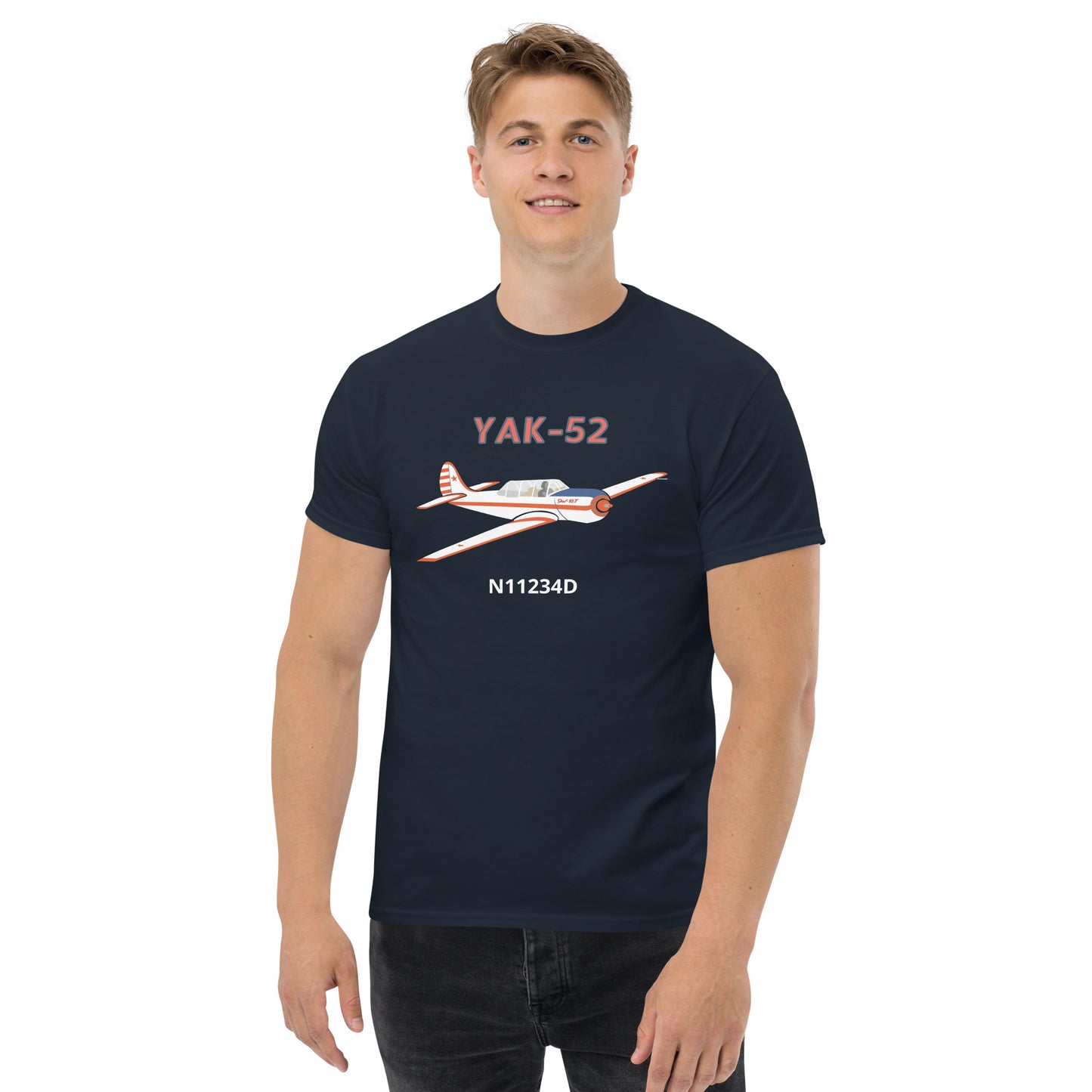 Yak-52 CUSTOM N Number printed Unisex classic aviation tee